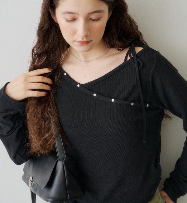  「スタッズデザイントップス」|Tシャツ・カットソー|ブラック