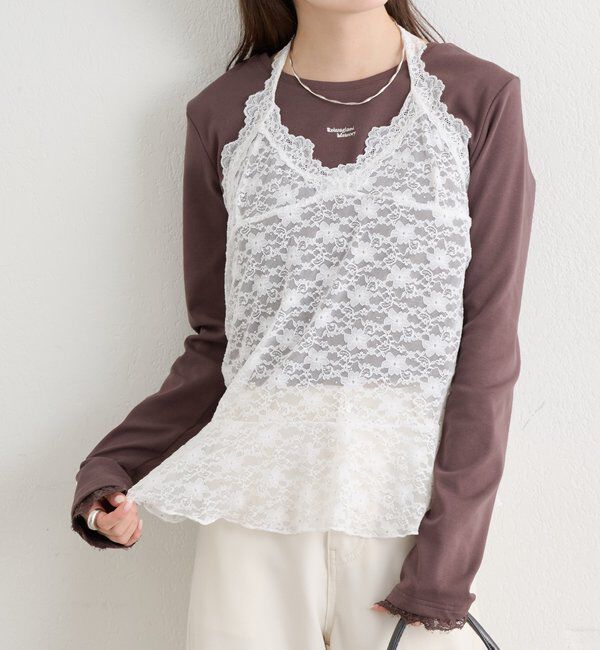  「レースペプラムホルターキャミ」|Tシャツ・カットソー|