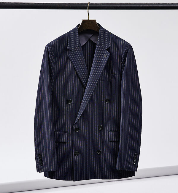 ABAHOUSE「【セットアップ対応/BRERA】ストレッチ ポプリン ダブルジャケット」|その他|ネイビー