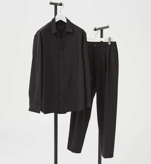 ABAHOUSE「2点セット【WEB限定】セットアップ / スキッパーシャツ&イージーパンツ /」|シャツ・ブラウス|ブラック