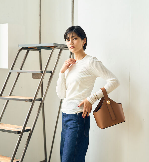 Rouge vif「シルク混ワイドリブプルオーバーニット」|ニット・セーター|