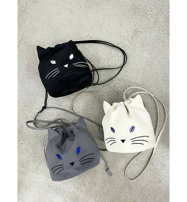 NOMINE「【FAVORI】黒猫 灰猫 巾着ショルダーバッグ」|ショルダー・メッセンジャー|