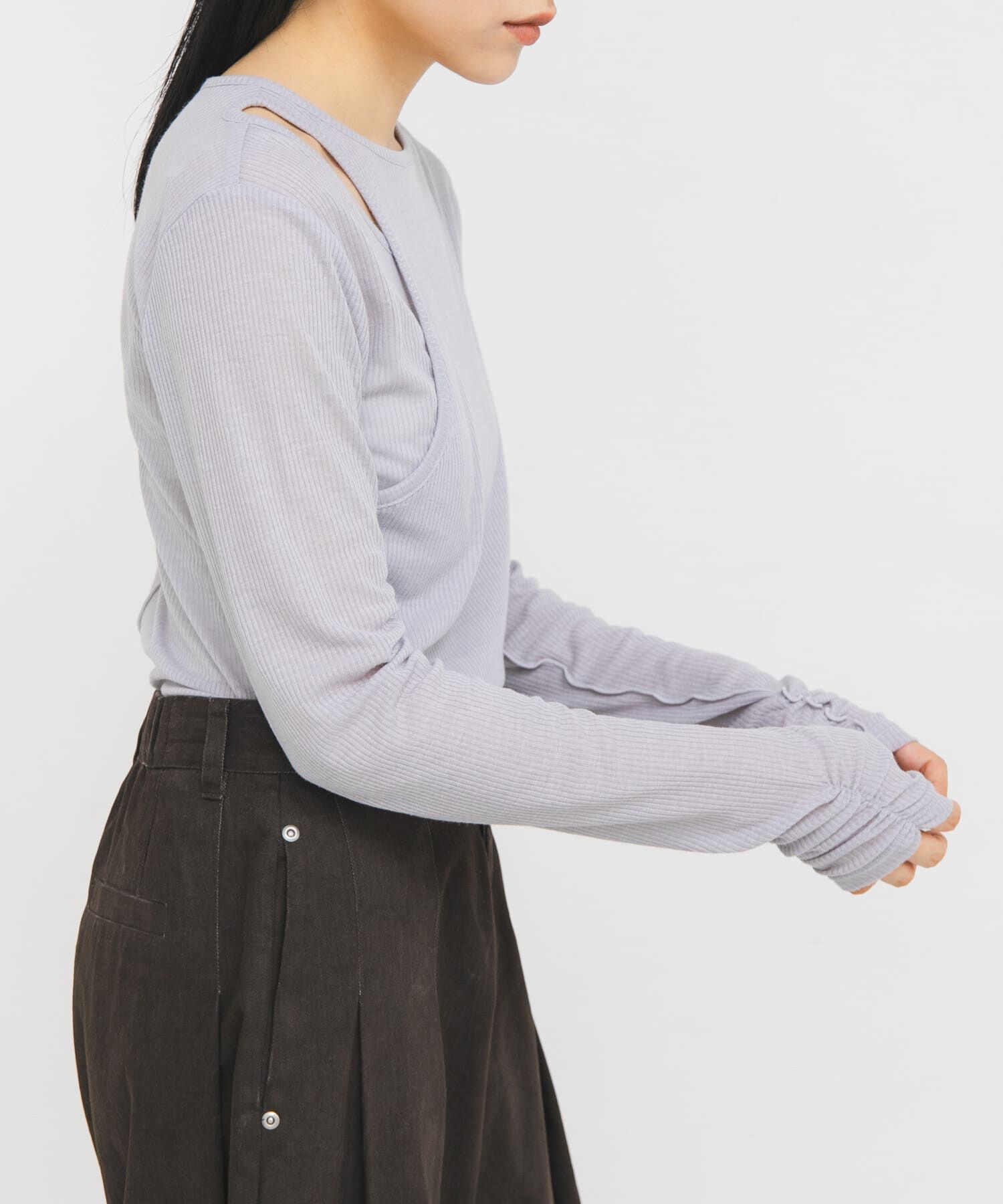  「アシメレイヤードTEE」|Tシャツ・カットソー|ライトブルー