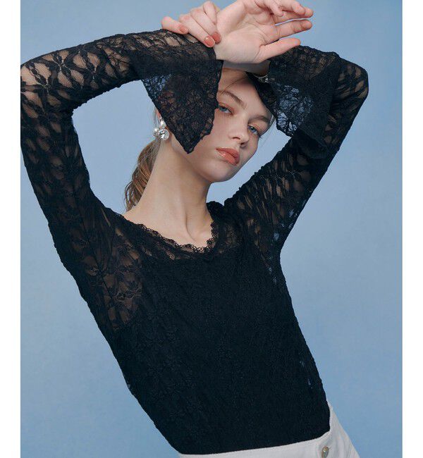 LOULOU WILLOUGHBY「【LOULOU WILLOUGHBY】ベルスリーブレースプルオーバー」|Tシャツ・カットソー|