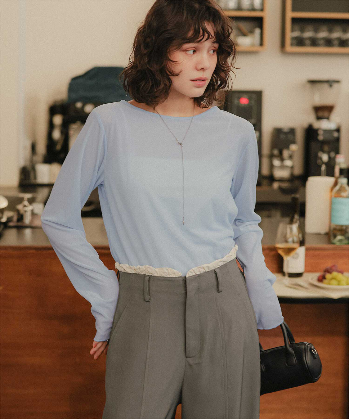 titivate「シアーベロアロングTシャツ」|Tシャツ・カットソー|ライトブルー