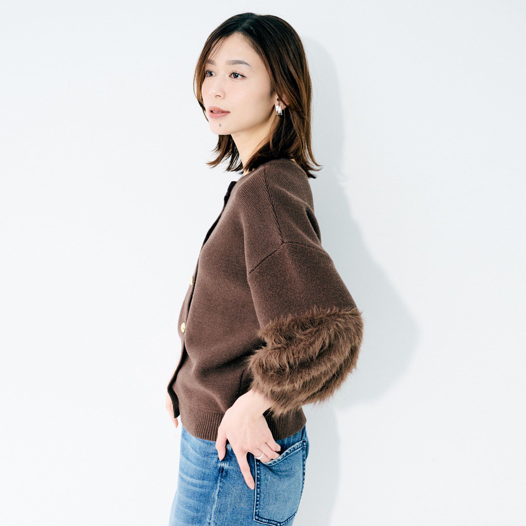 UNTITLED「【TORRAZZO DONNA】ファースリーブ2wayプルオーバー」|Tシャツ・カットソー|