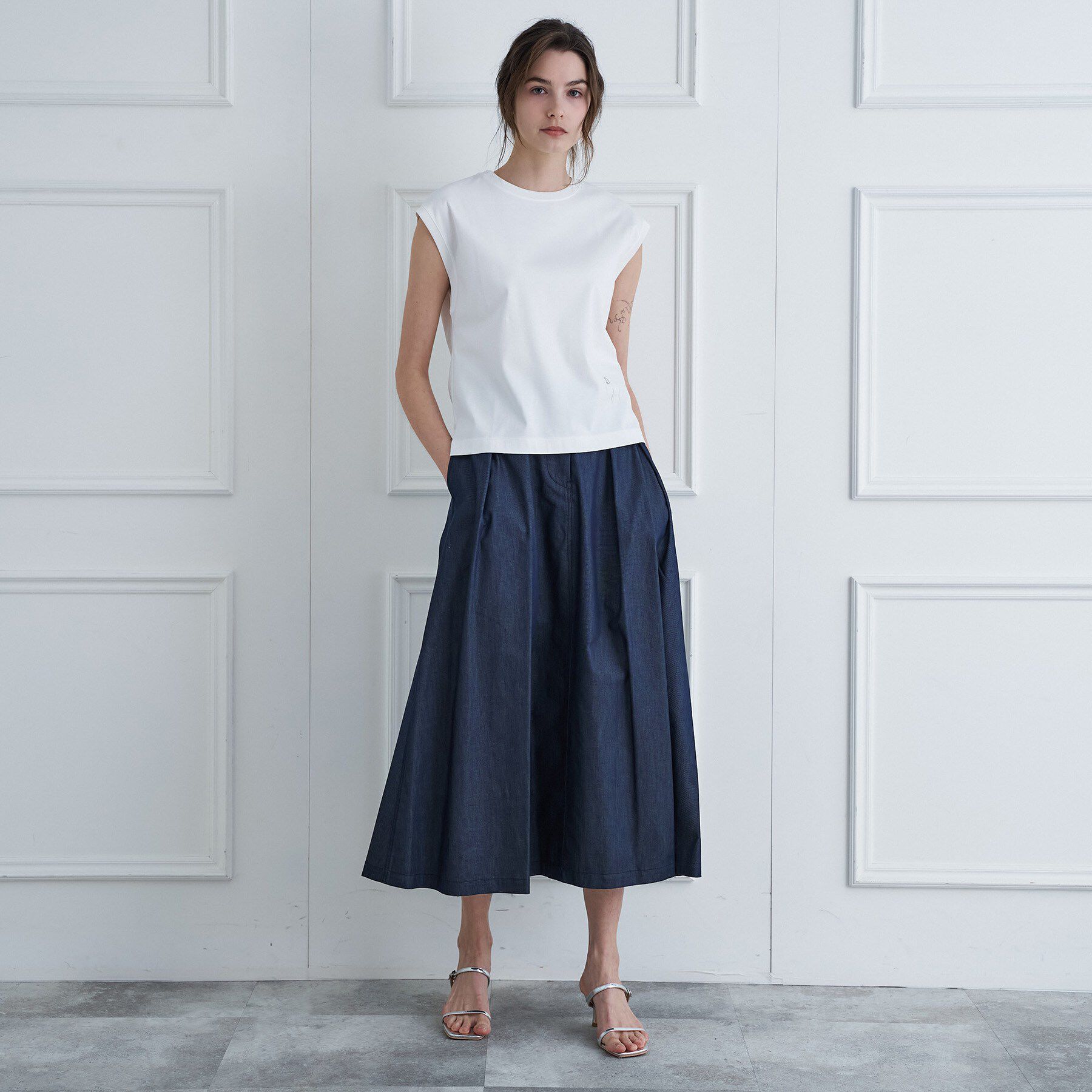 DRESSTERIOR「【接触冷感／抗菌防臭／消臭】アイスクリアコットンフレンチスリーブT」|Tシャツ・カットソー|