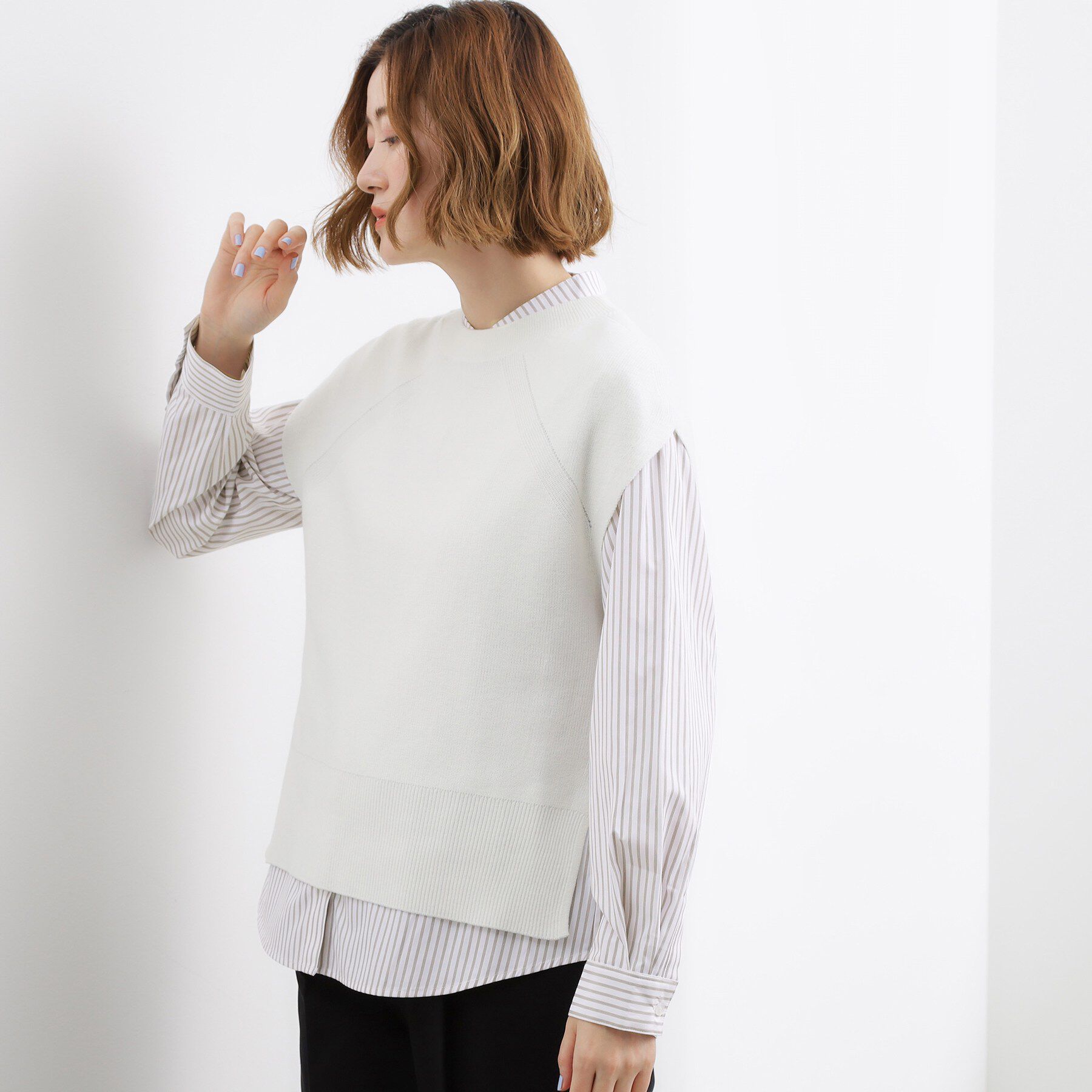 grove「【2点SET】一枚でコーデが決まる！ニットベスト&times;シャツSET」|シャツ・ブラウス|