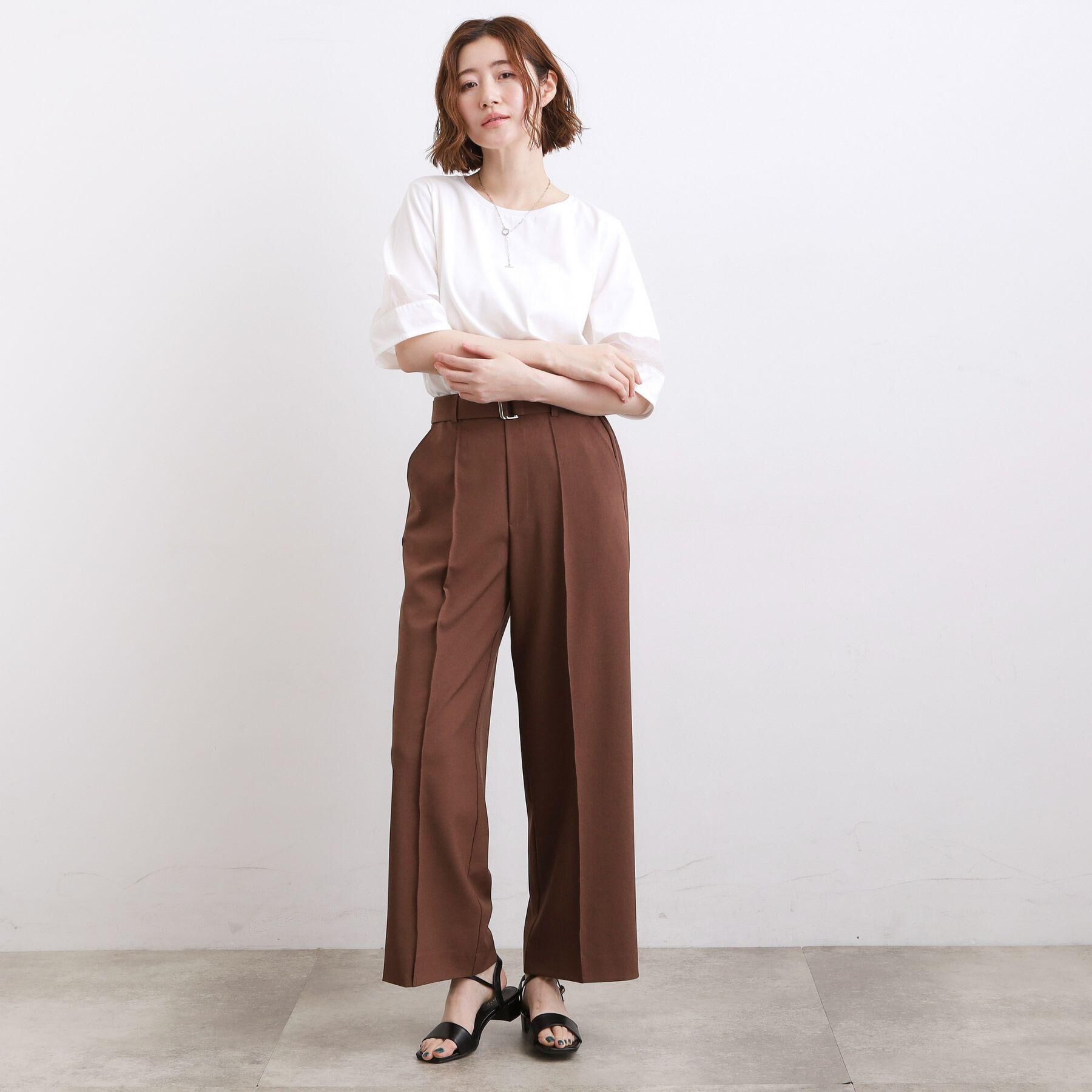 grove「【洗濯機OK・遮熱・SETUP可】シワになりにくい、ベルト付ワイドパンツ」|その他|