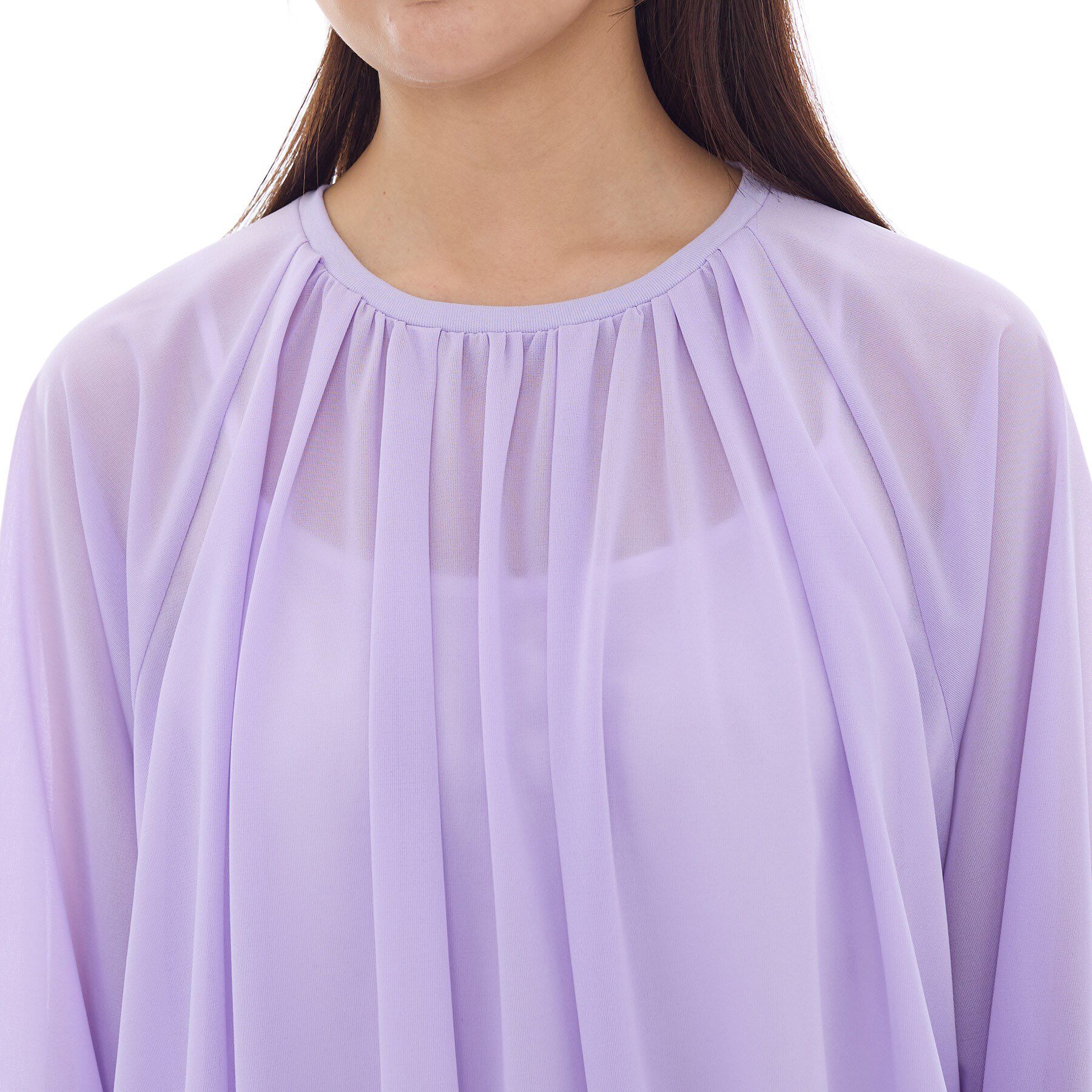 INDIVI「【体型カバー／マシンウォッシュ対応】シアージャージトップス」|Tシャツ・カットソー|