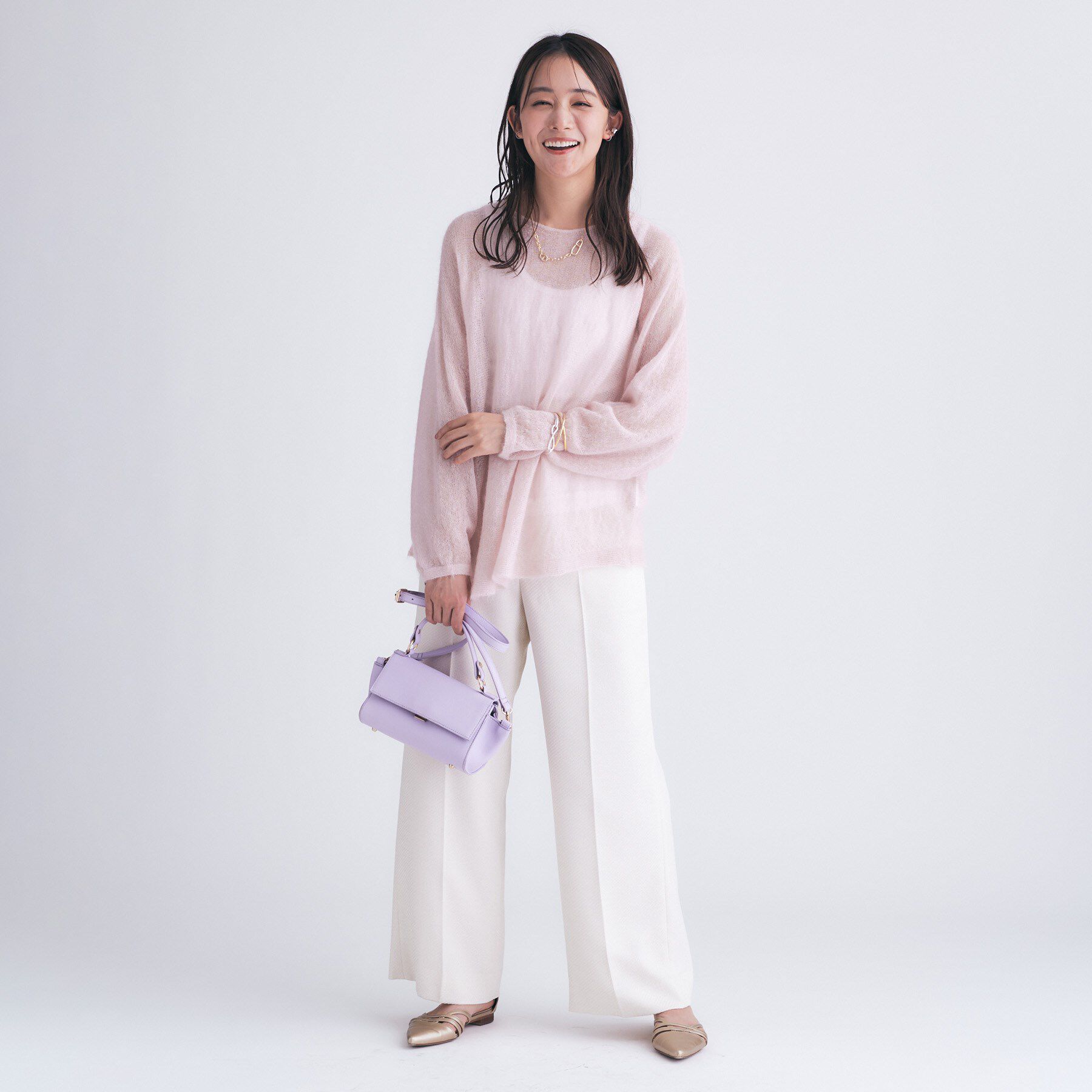 INDIVI「【キッドモヘヤ素材】ラウンドヘムニット」|ニット・セーター|