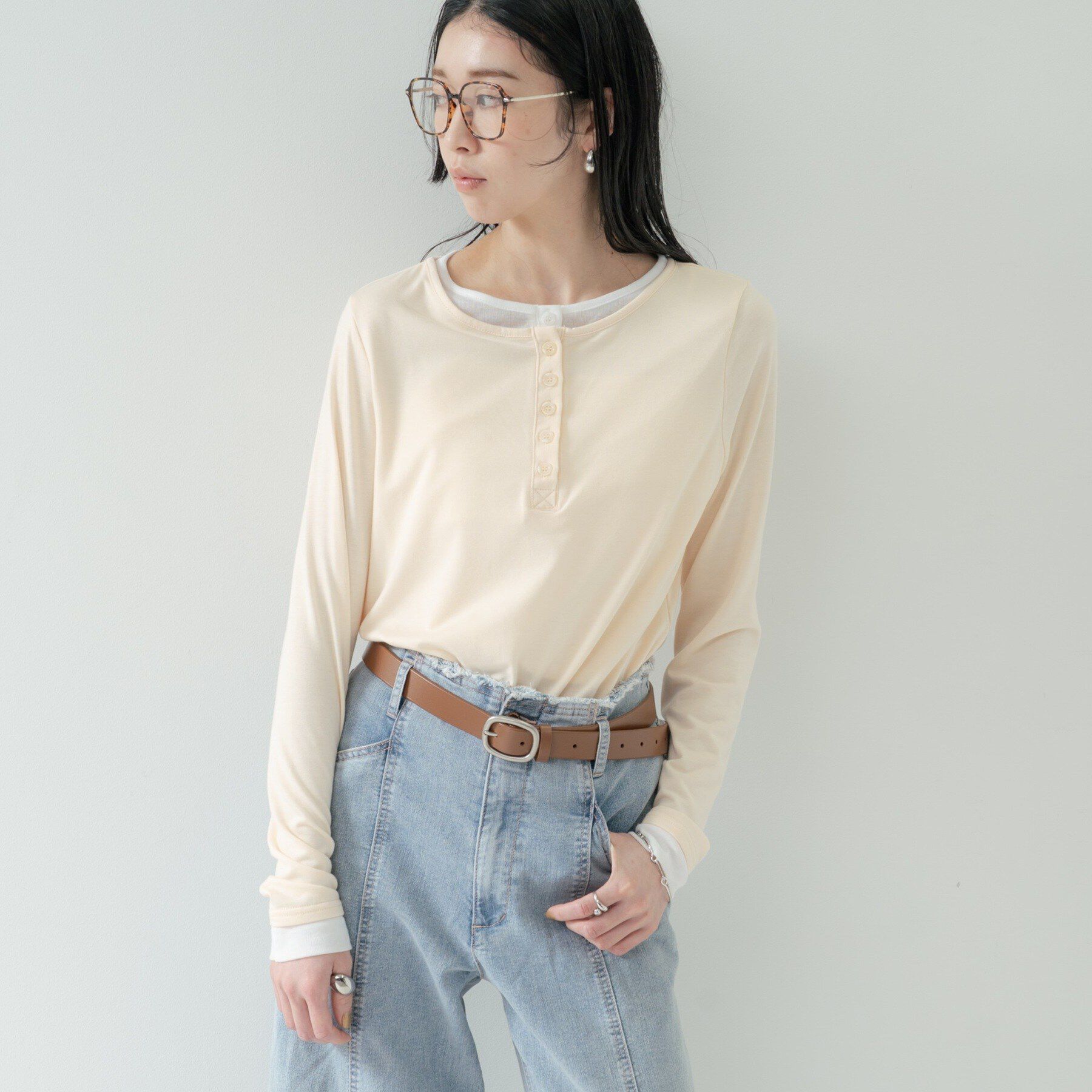 GALLEST「バイカラーヘンリーネックカットソー」|Tシャツ・カットソー|