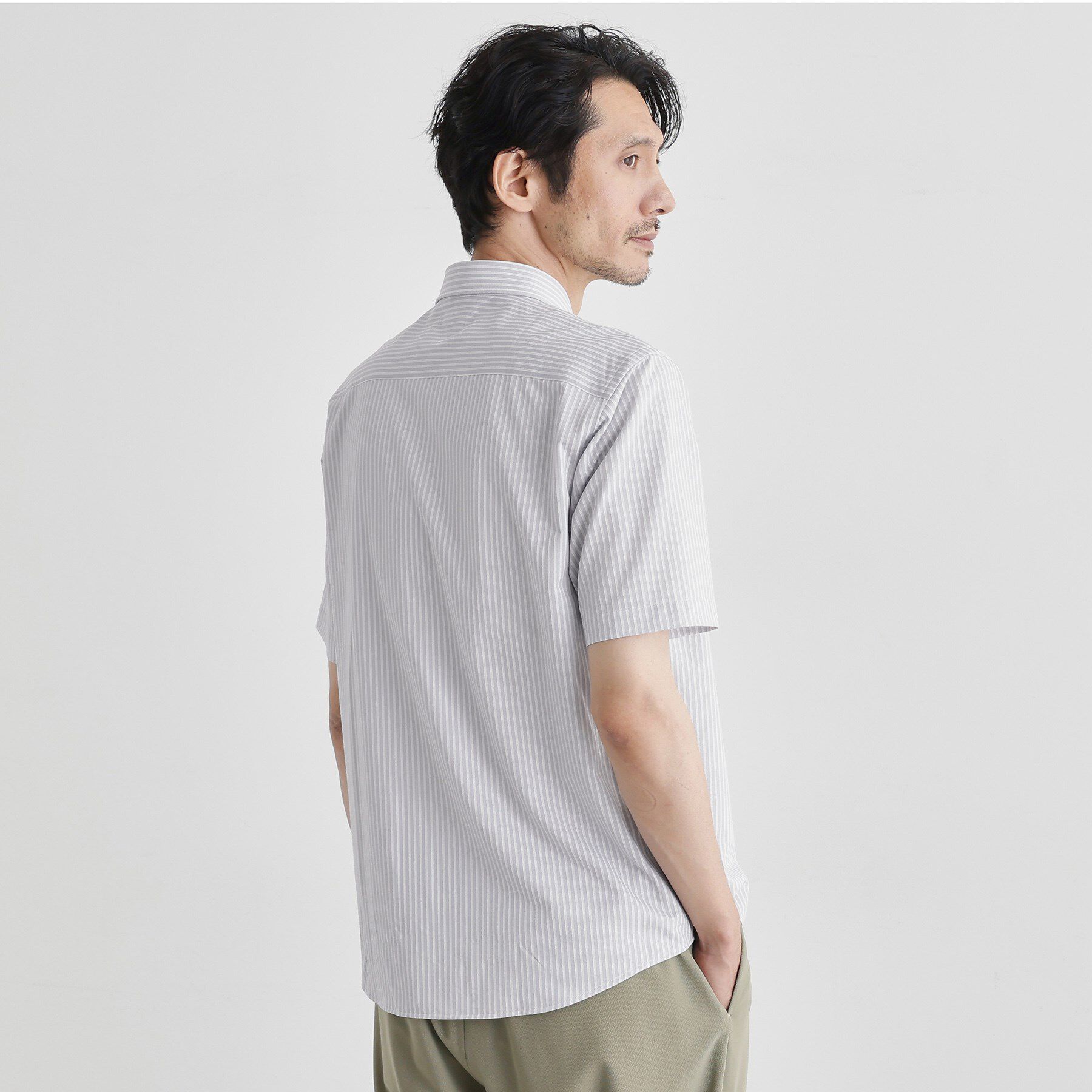 TAKEO KIKUCHI「【COOL CITY WEAR】ストライプジャージ ボタンダウンシャツ /接触冷感」|シャツ・ブラウス|