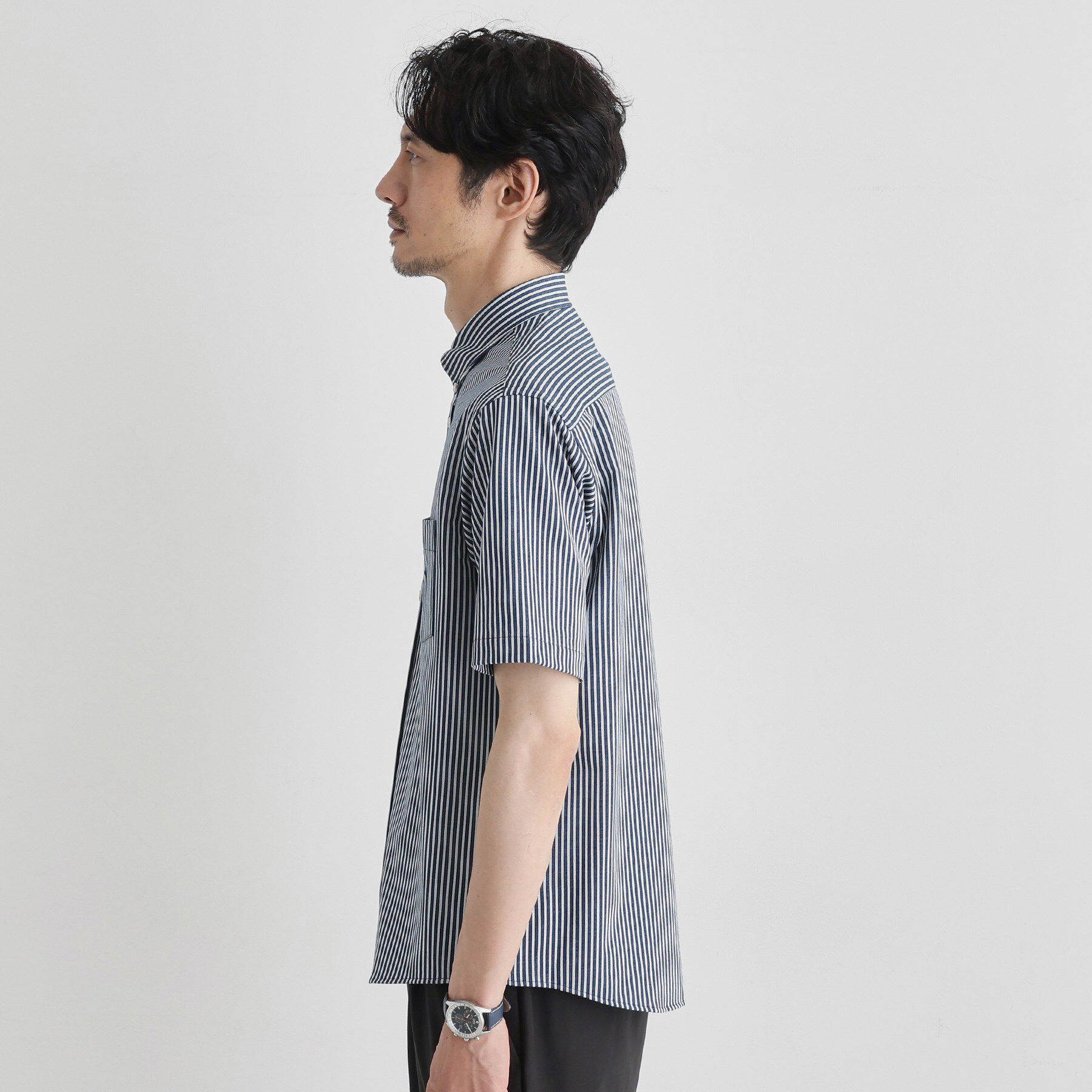 TAKEO KIKUCHI「【COOL CITY WEAR】ストライプジャージ ボタンダウンシャツ /接触冷感」|シャツ・ブラウス|