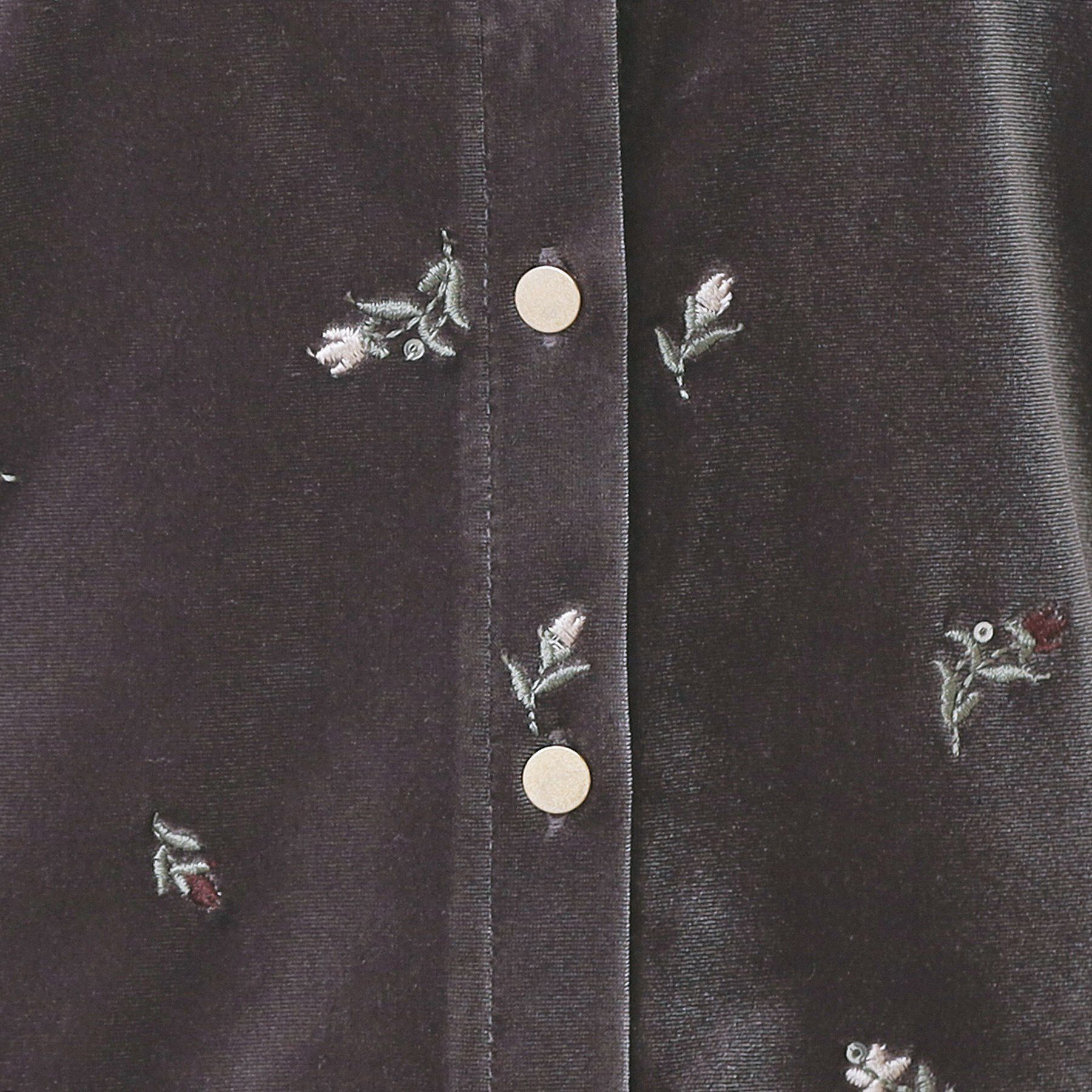 index「小花刺繍ベロアショートカーディガン【洗濯機OK】」|カーディガン|