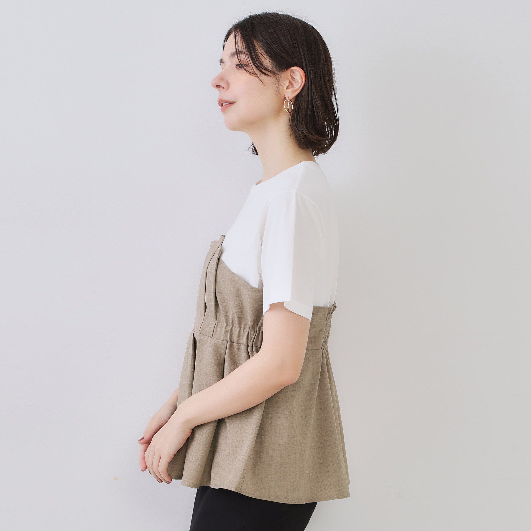 OPAQUE.CLIP「タックビスチェドッキングカットソー【洗濯機洗い可】」|Tシャツ・カットソー|
