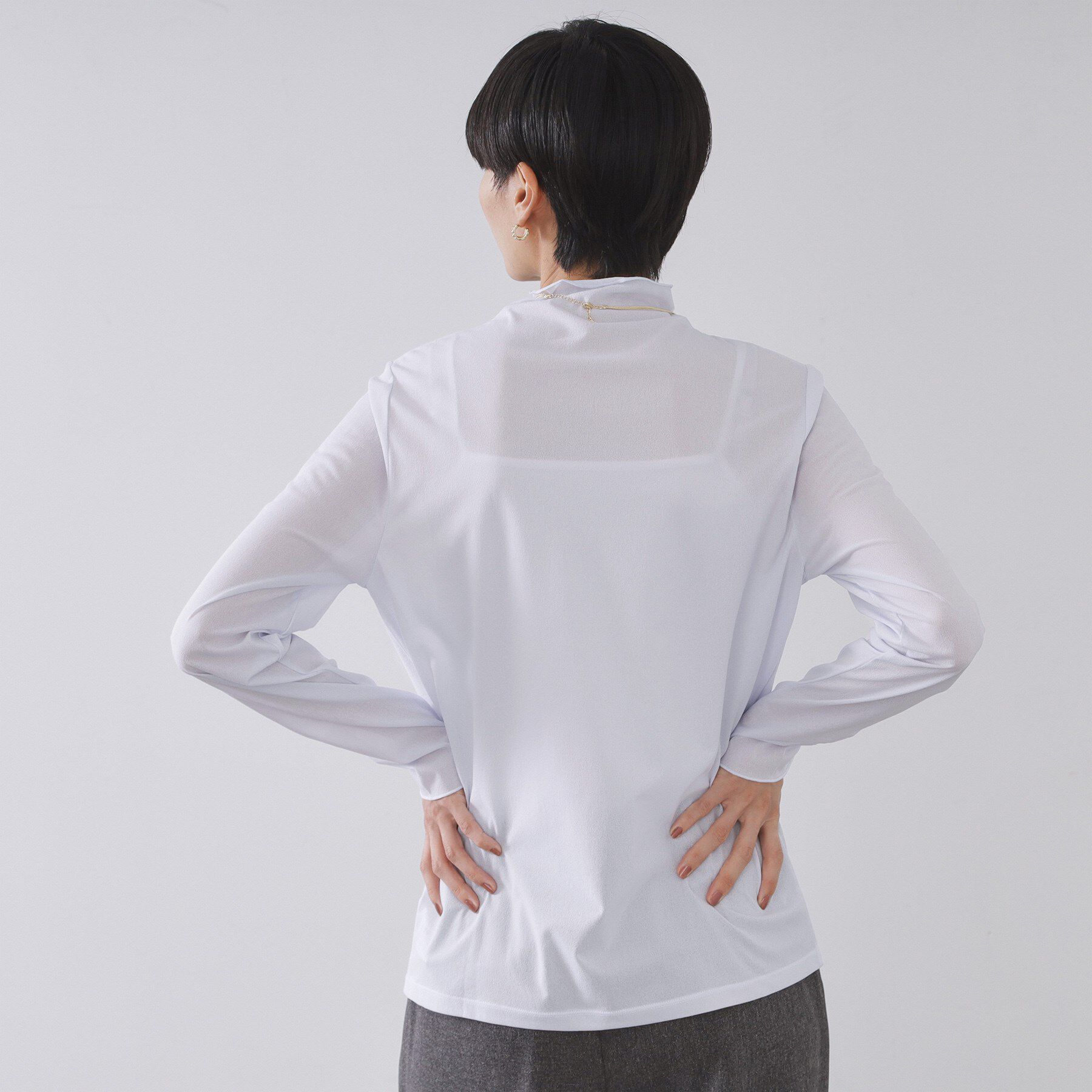OPAQUE.CLIP「シアーハイネックトップス【洗濯機OK】」|Tシャツ・カットソー|
