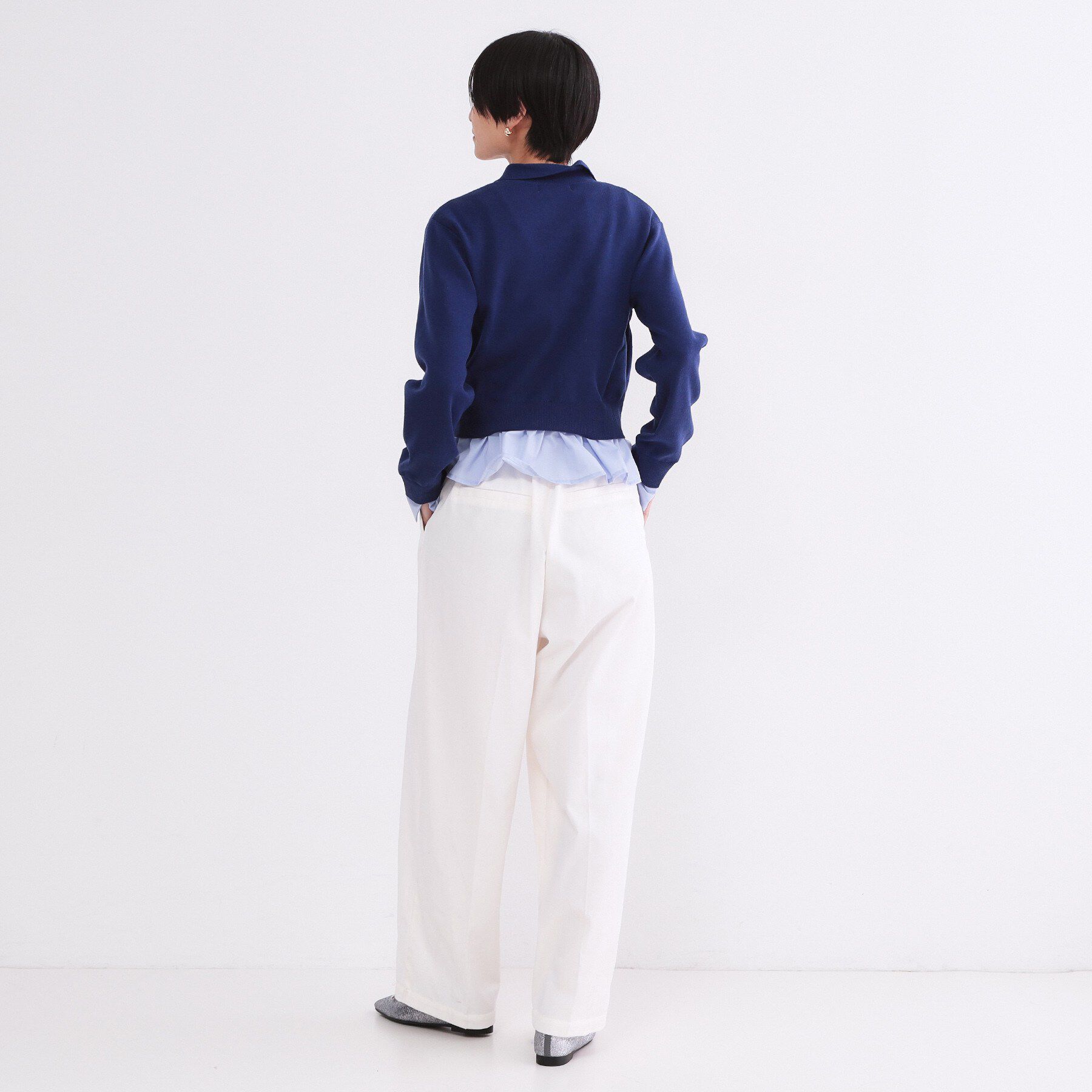 OPAQUE.CLIP「ポロ衿シャツドッキングニット【洗濯機OK】」|カーディガン|