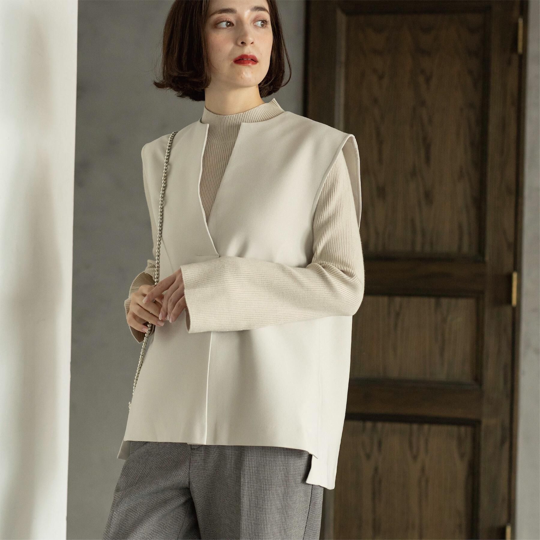 OPAQUE.CLIP「《ツインセット》Vネックベスト&times;ハイネックリブニット【洗濯機OK】」|その他|