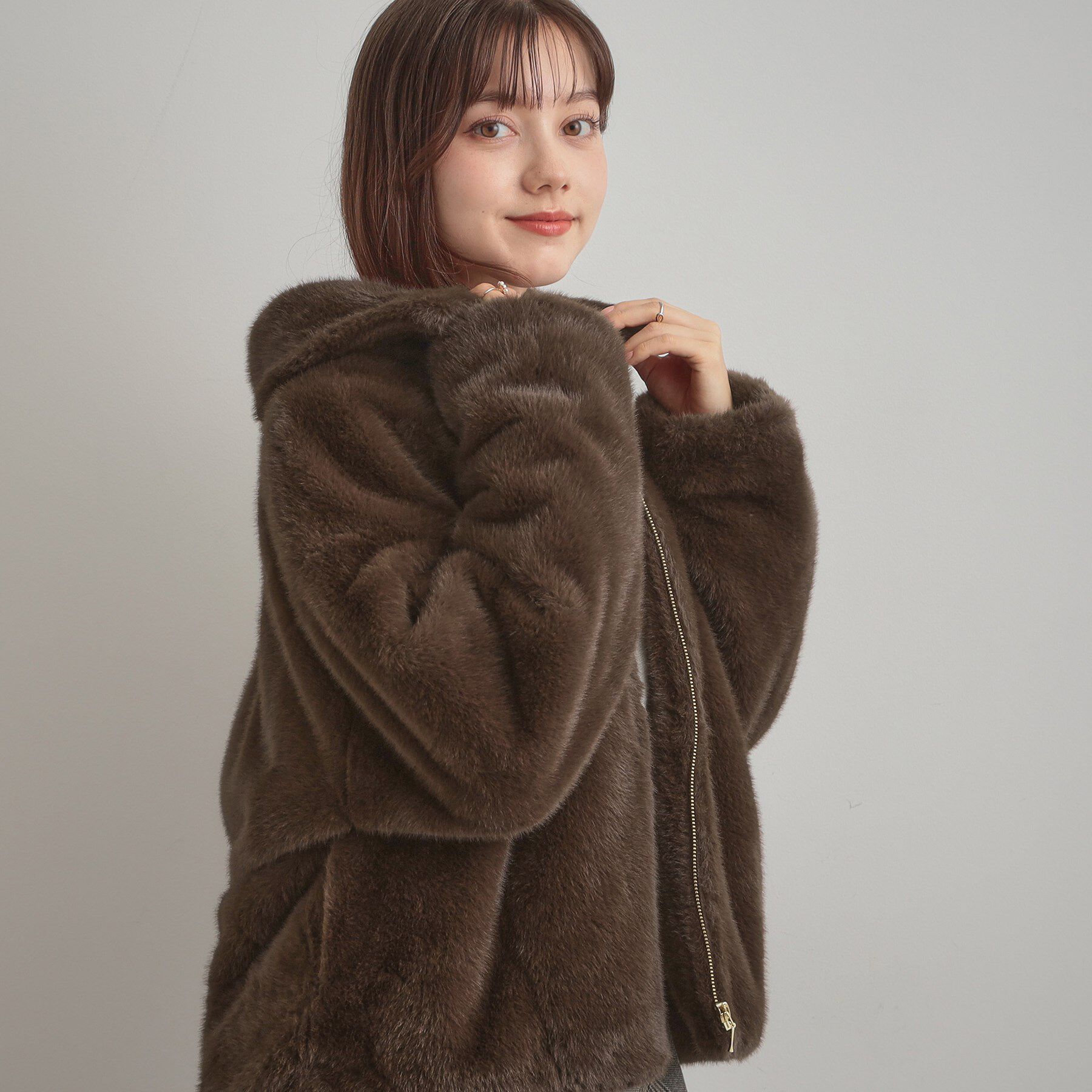 Couture broach「【ふわふわ・上品】ミンクフェイクファーアウター」|ブルゾン・スタジャン|