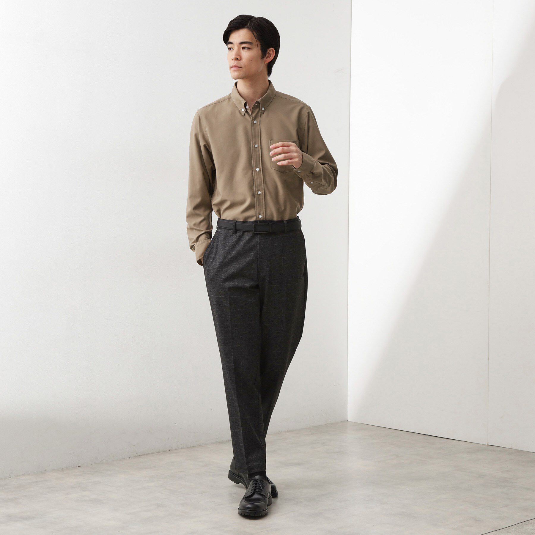 THE SHOP TK「スムースファイバー長袖シャツ 【吸水速乾/UVカット/軽量/イージーケア】」|シャツ・ブラウス|