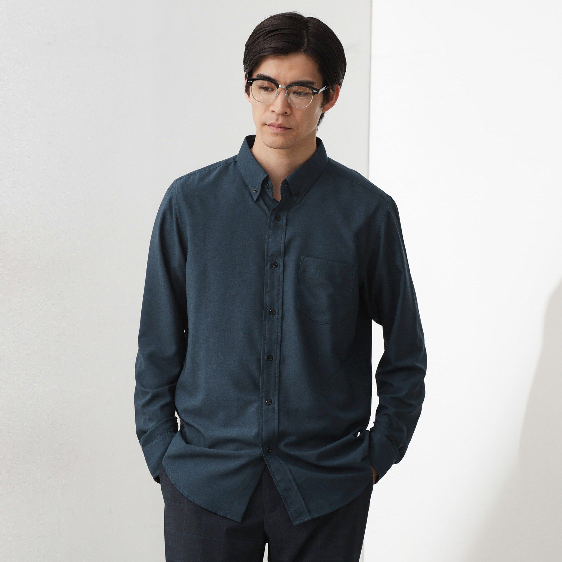THE SHOP TK「スムースファイバー長袖シャツ 【吸水速乾/UVカット/軽量/イージーケア】」|シャツ・ブラウス|