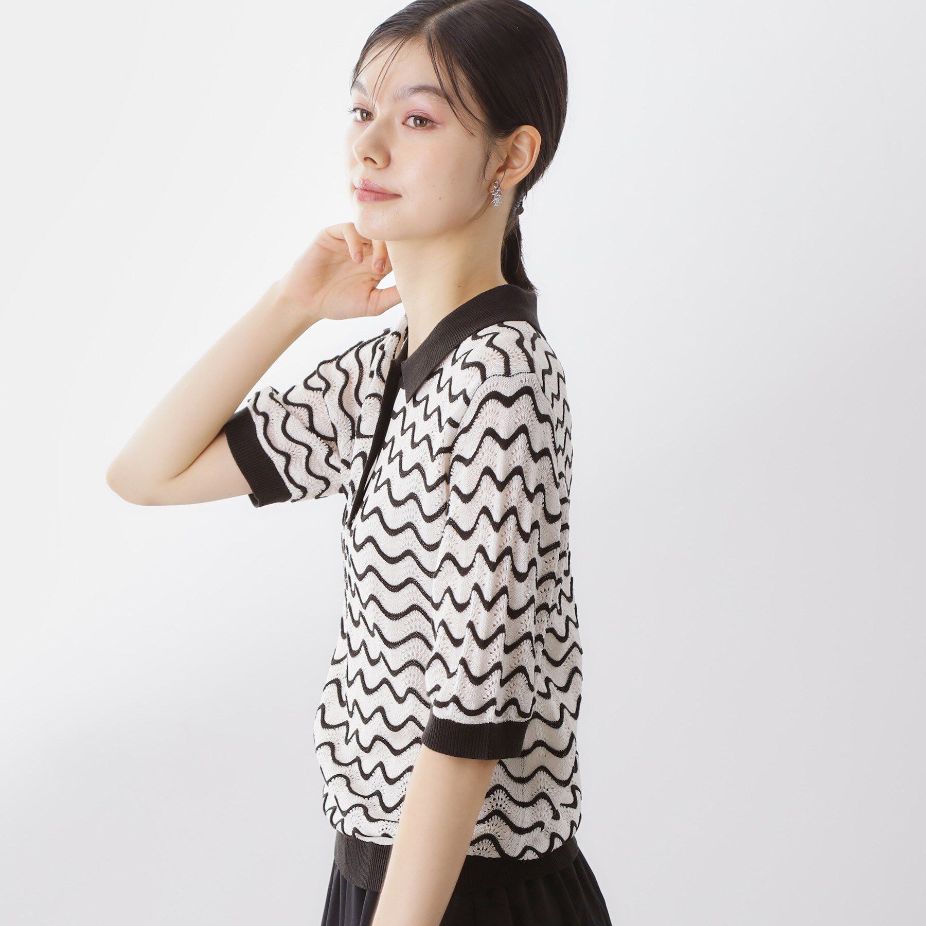 THE SHOP TK「柄アソートポロニットシャツ【洗濯機OK】」|ニット・セーター|