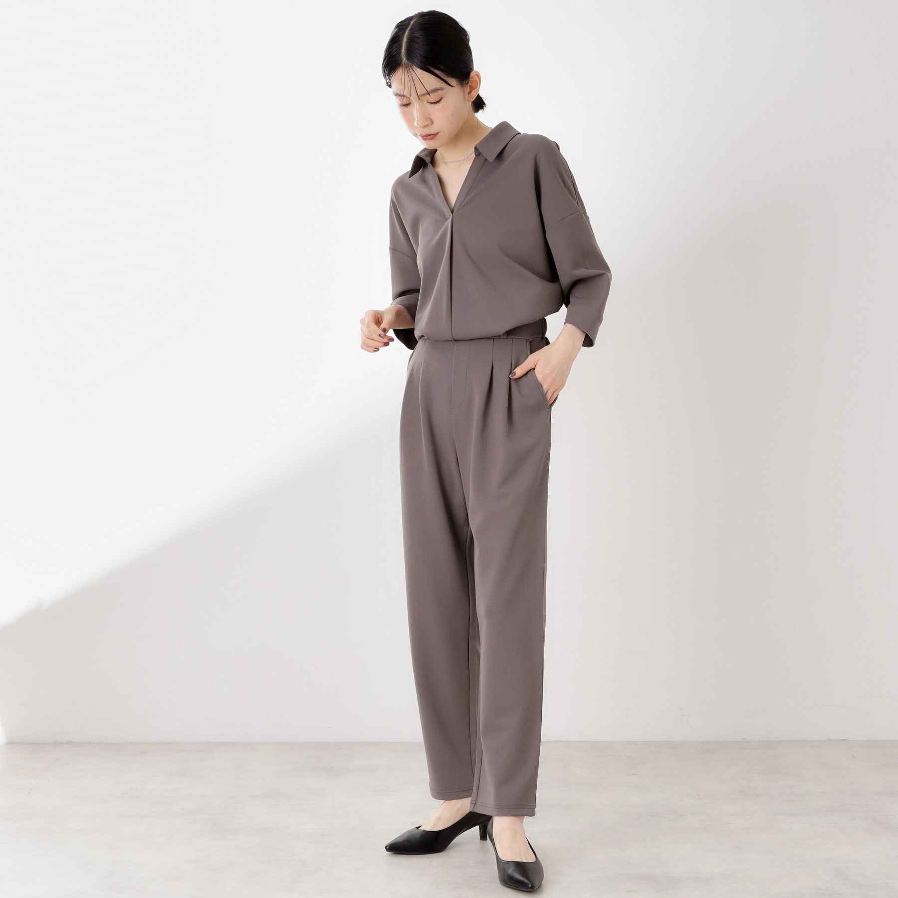 THE SHOP TK「【着るだけでコーディネートが決まる】スキッパーブラウス&パンツセット」|スーツ|