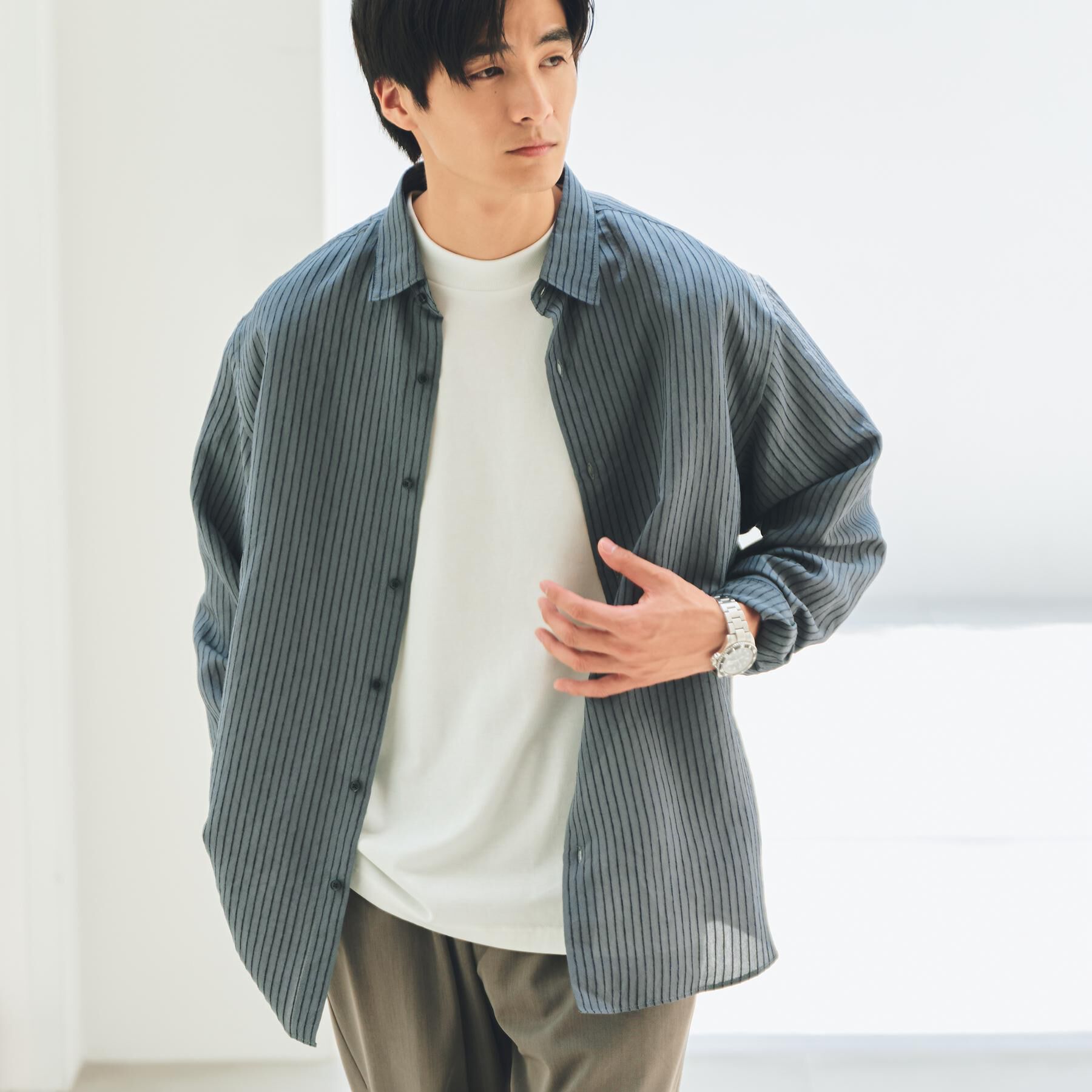 THE SHOP TK「チェック＆ストライプ アソート長袖シャツ【洗濯機OK】」|シャツ・ブラウス|