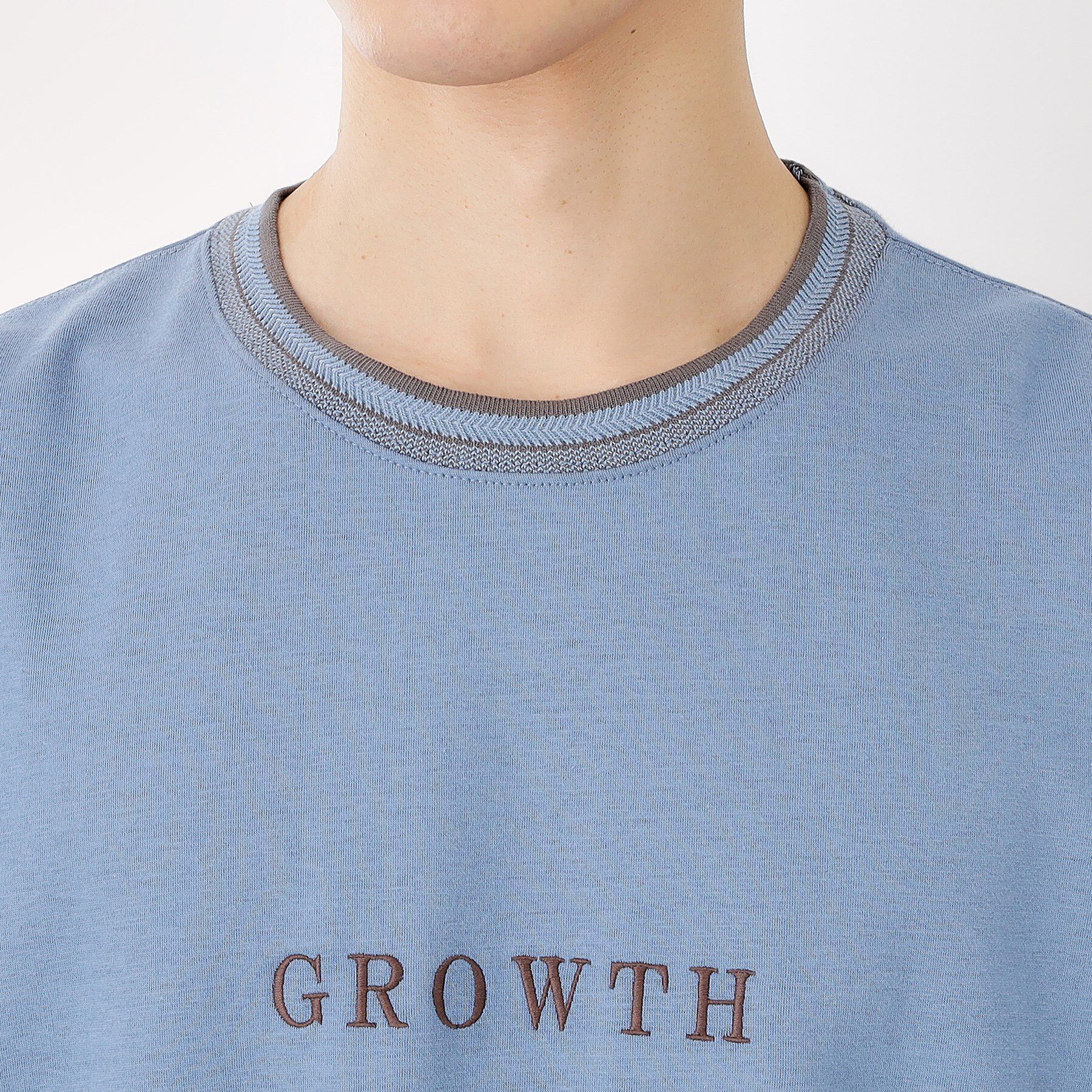 THE SHOP TK「配色刺繍6分袖Tシャツ 【ビッグシルエット／洗濯機OK】」|Tシャツ・カットソー|