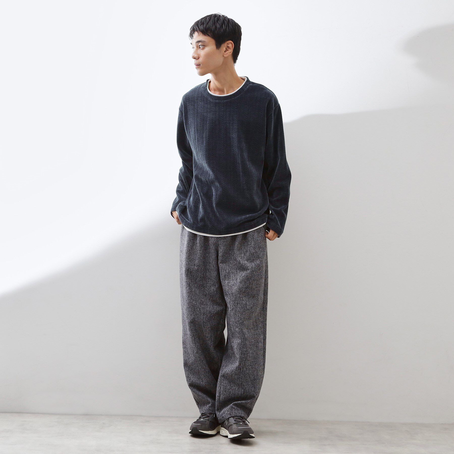 THE SHOP TK「【心地良い、滑らかさ】レイヤード風ケーブル ニットソー 【洗濯機OK】」|Tシャツ・カットソー|