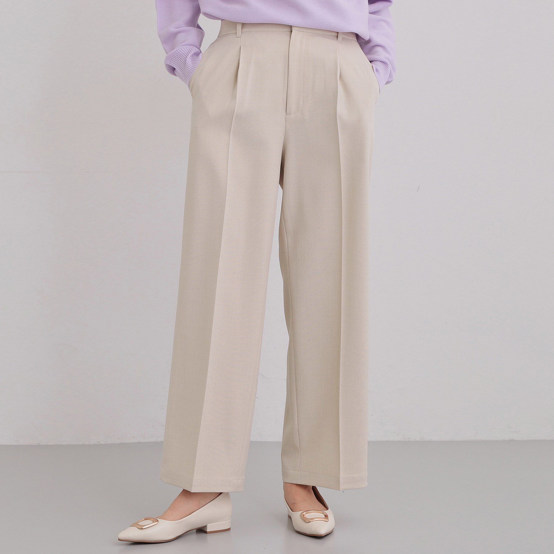 THE SHOP TK「【通勤にもデイリーにも】CAVIAN ベーシックワイドパンツ/セットアップ可」|その他|ライトベージュ(05