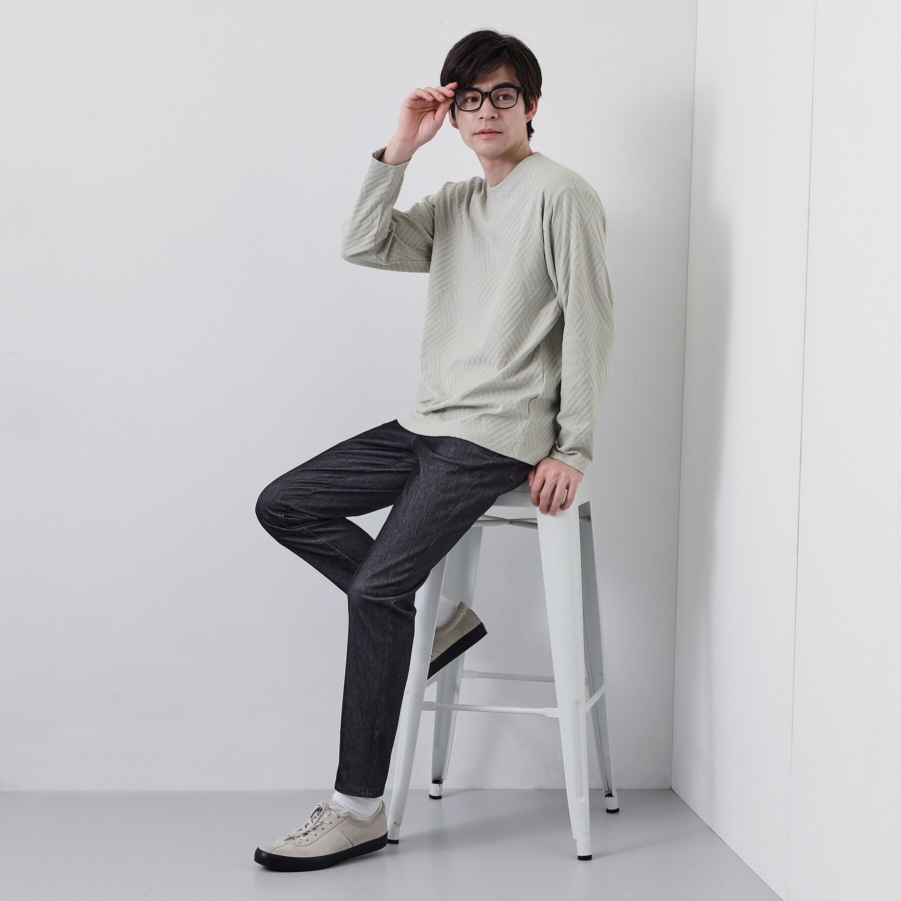 THE SHOP TK「【長く愛せる、定番ロンT】リンクスジャカード長袖Tシャツ」|Tシャツ・カットソー|
