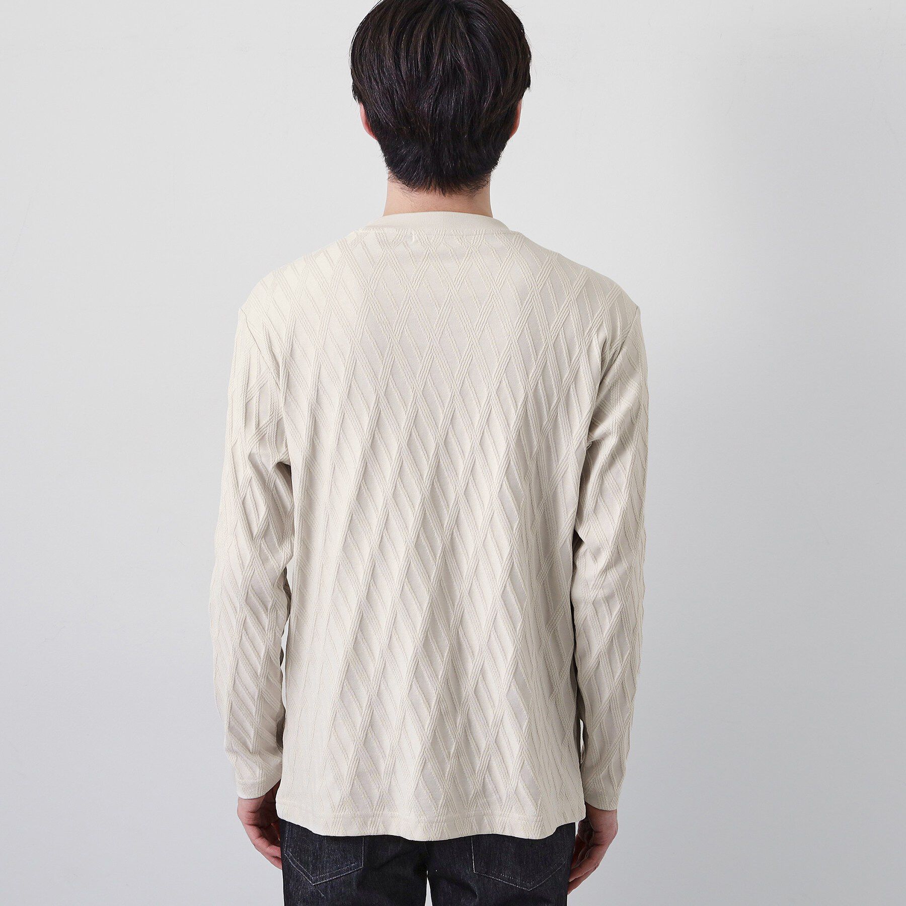 THE SHOP TK「【立体感のある表情が上品】リンクスアーガイル長袖Tシャツ」|Tシャツ・カットソー|
