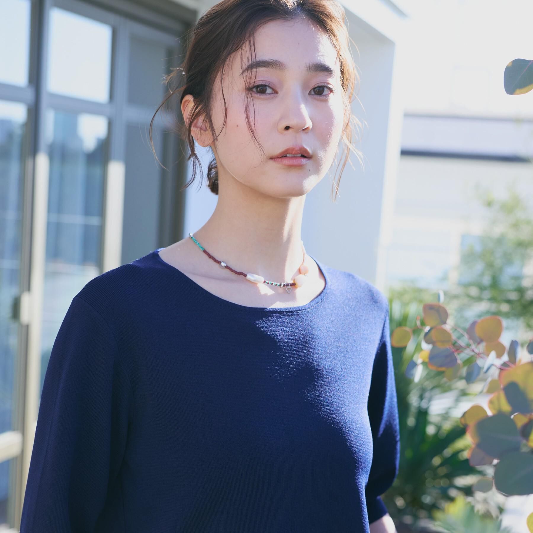 THE SHOP TK「【S-XL/ひんやりタッチ】美しさ際立つ 6分袖ニット 洗濯機OK/UVケア/毛玉になりにくい」|ニット・セーター|