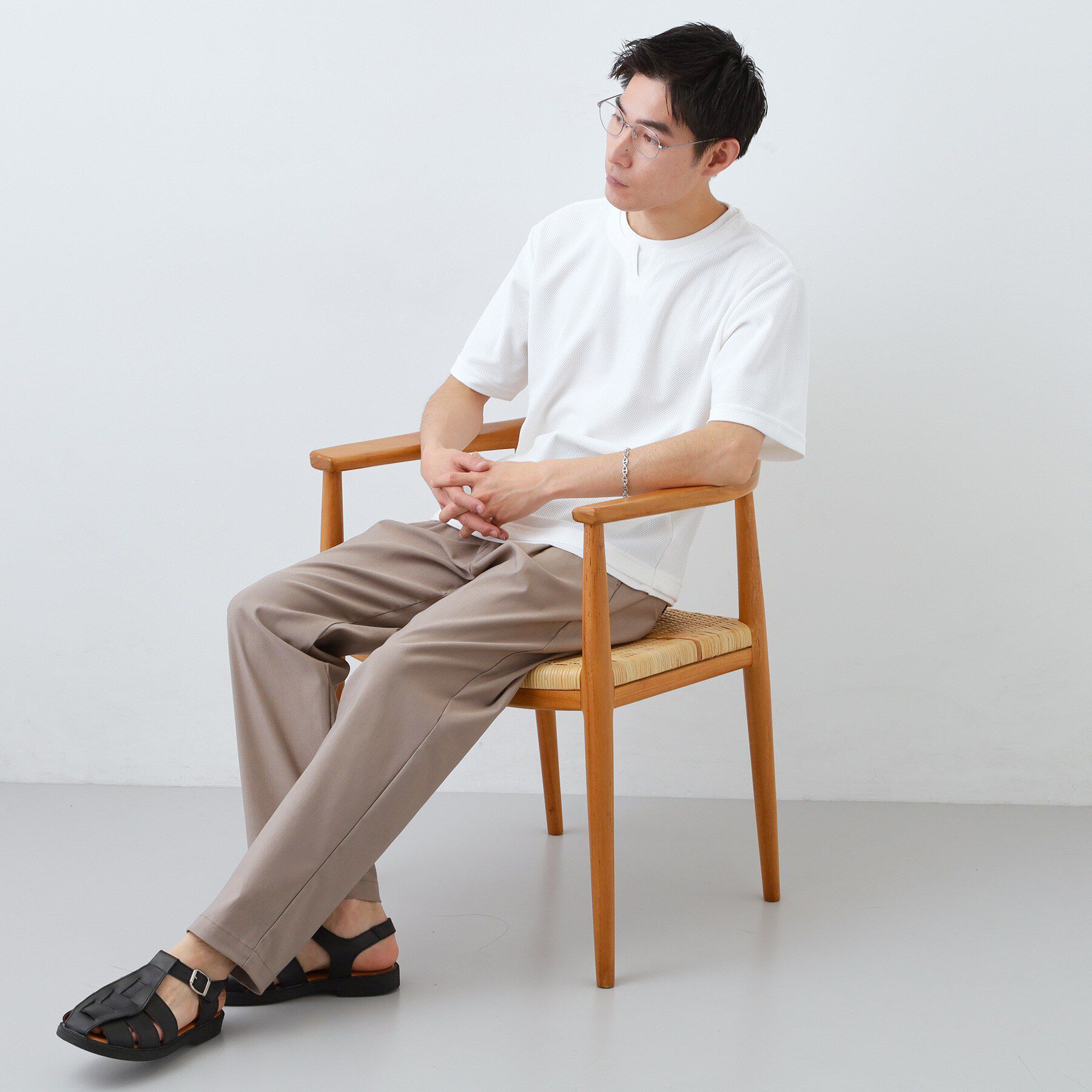 THE SHOP TK「【一枚でコーディネートが完成！】レイヤード風 キーネック 半袖Tシャツ 洗濯機OK」|Tシャツ・カットソー|