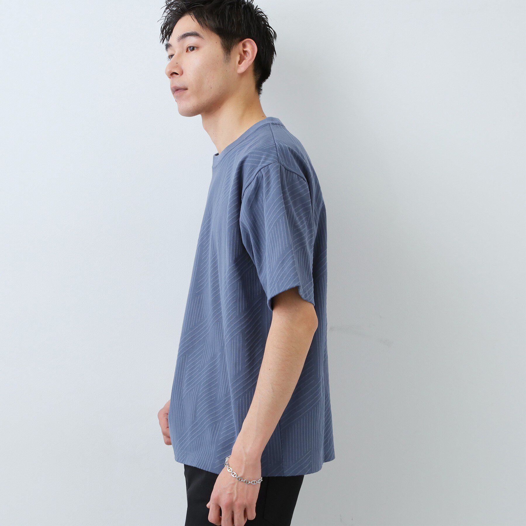 THE SHOP TK「【無地だと少し物足りないという方へ】ジオメトリック柄 半袖Tシャツ 洗濯機OK」|Tシャツ・カットソー|