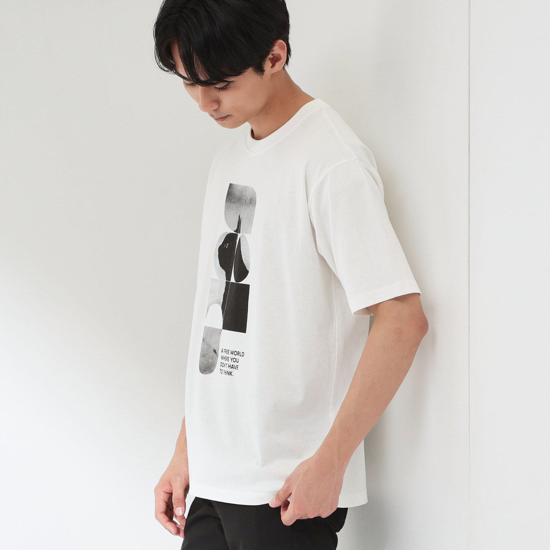 THE SHOP TK「【夏コーデの主役に】グラフィックコットン半袖Tシャツ CAT／LANDSCAPE」|Tシャツ・カットソー|