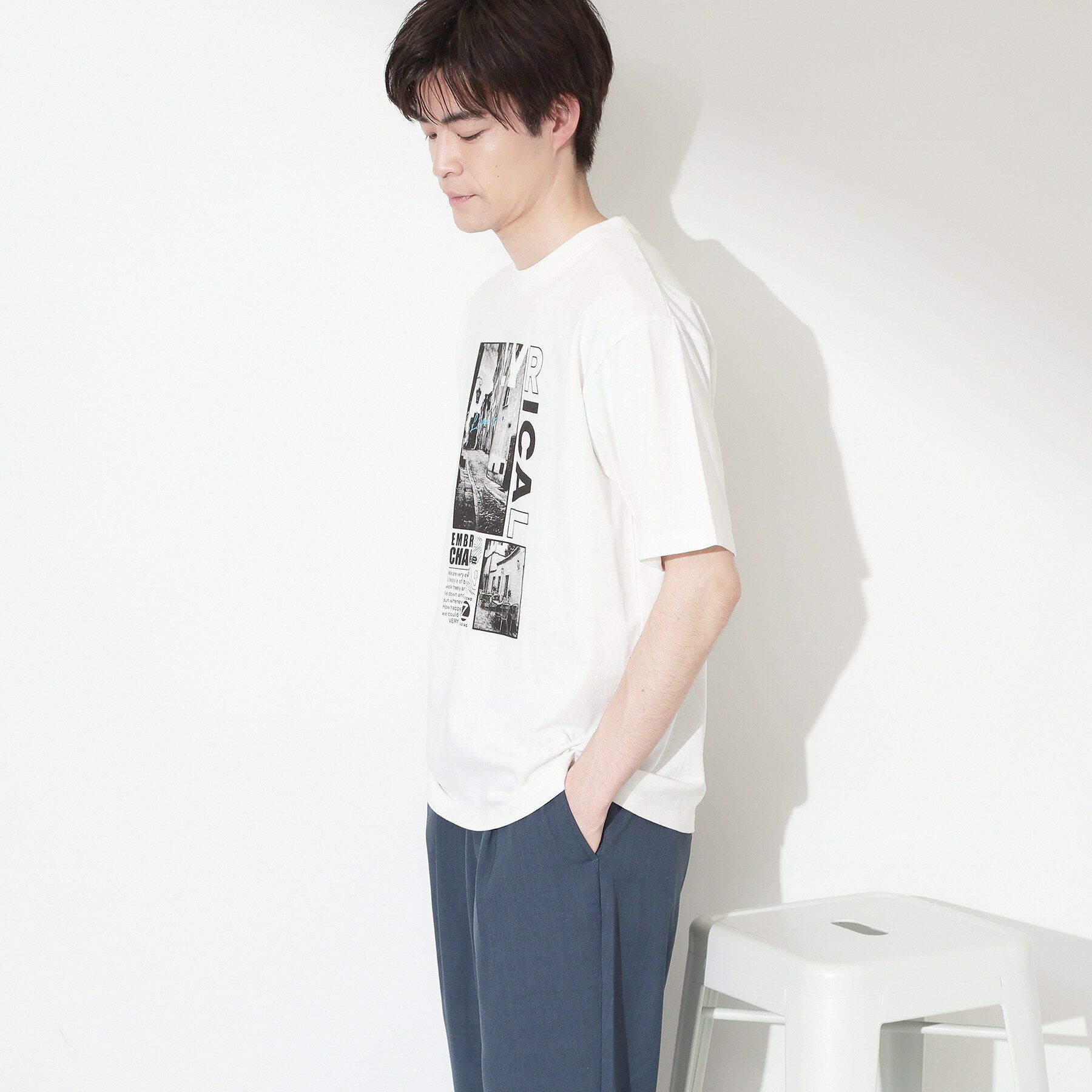 THE SHOP TK「【夏コーデの主役に】グラフィックコットン半袖Tシャツ CAT／LANDSCAPE」|Tシャツ・カットソー|