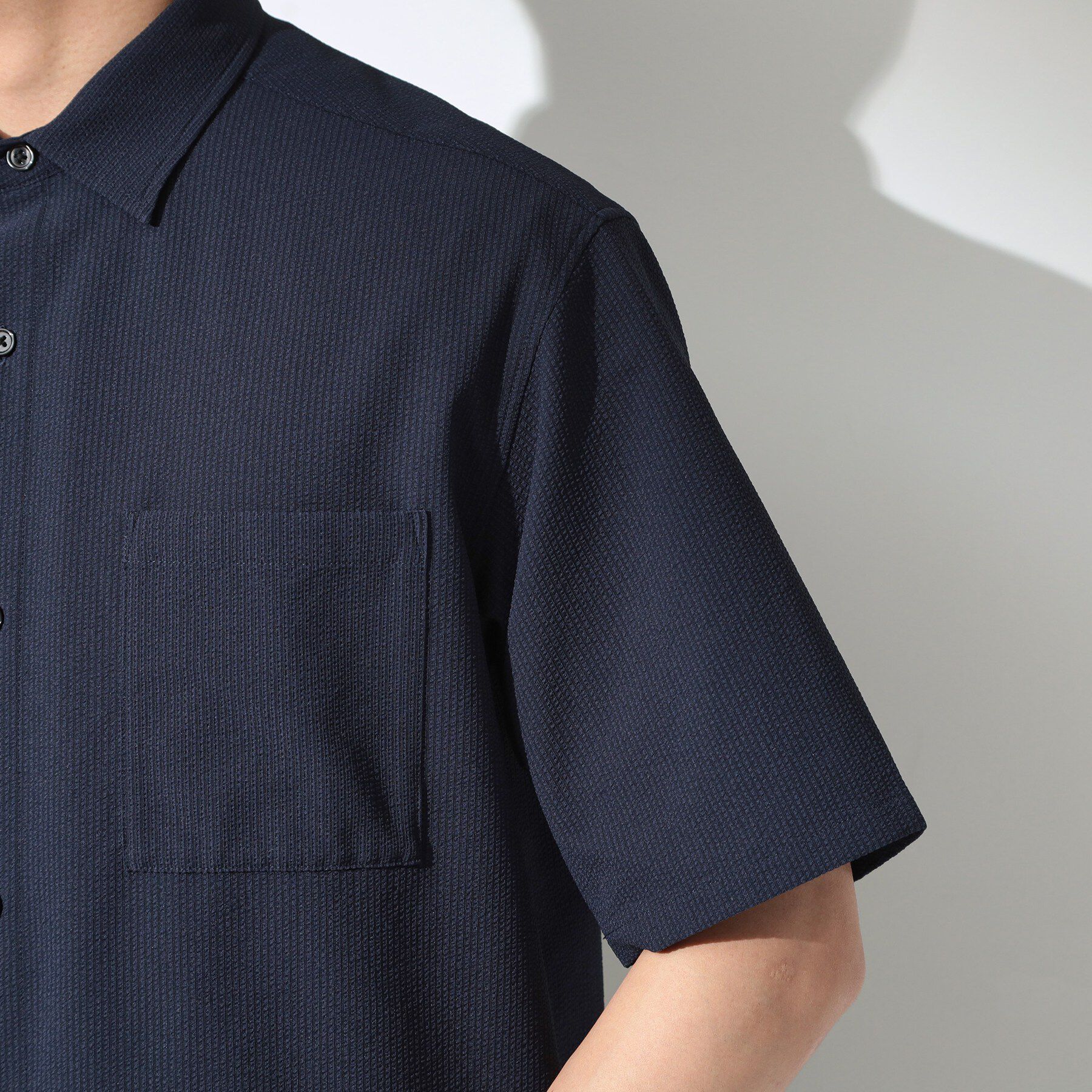THE SHOP TK「マイクロ シアサッカー 半袖シャツ 洗濯機OK／セットアップ可」|シャツ・ブラウス|
