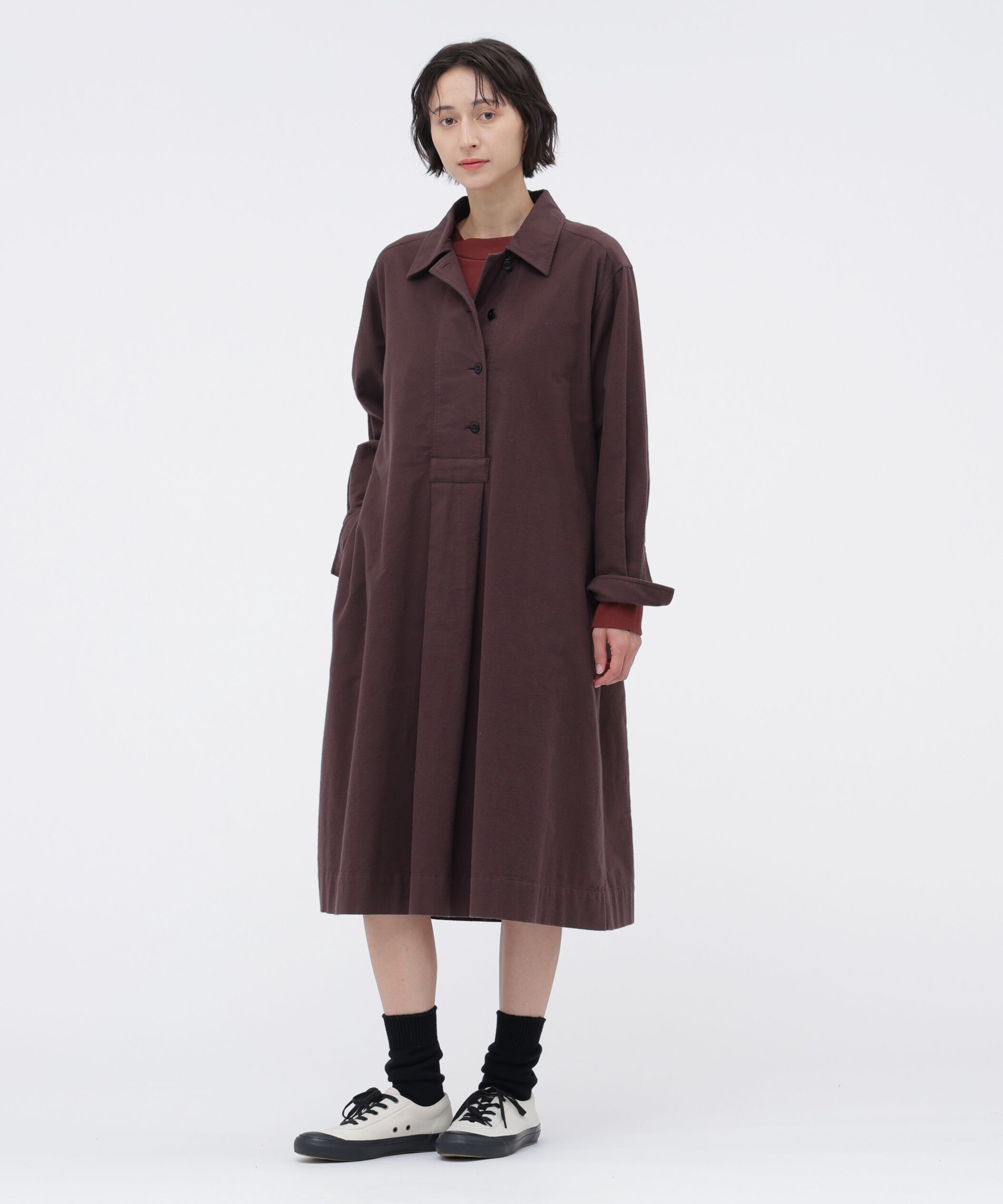 MHL.「COMPACT BRUSHED COTTON DRESS」|ワンピース|DARK WINE1