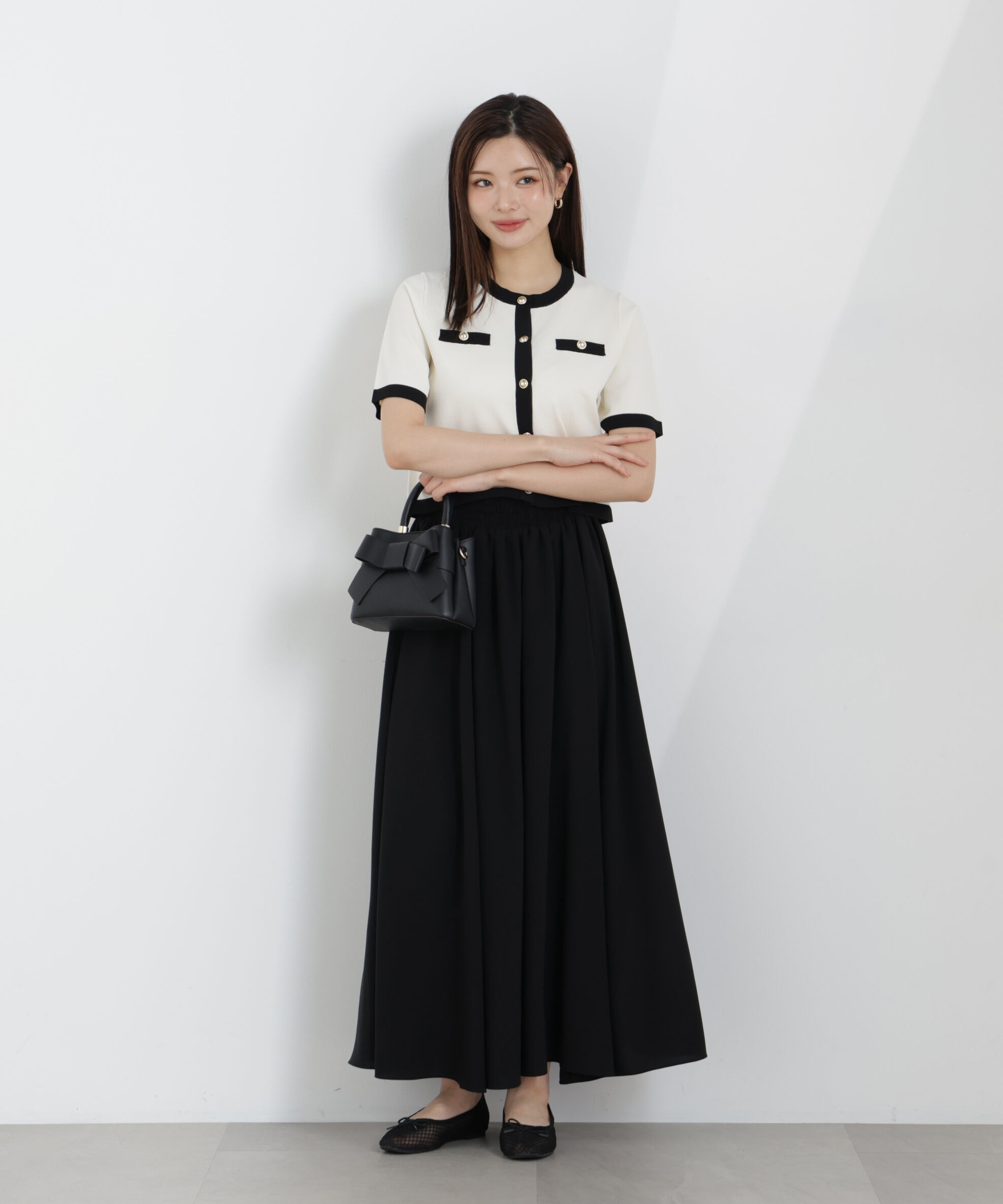 PROPORTION BODY DRESSING「ゴムシャーリングギャザースカート　26SS」|スカート|ブラック