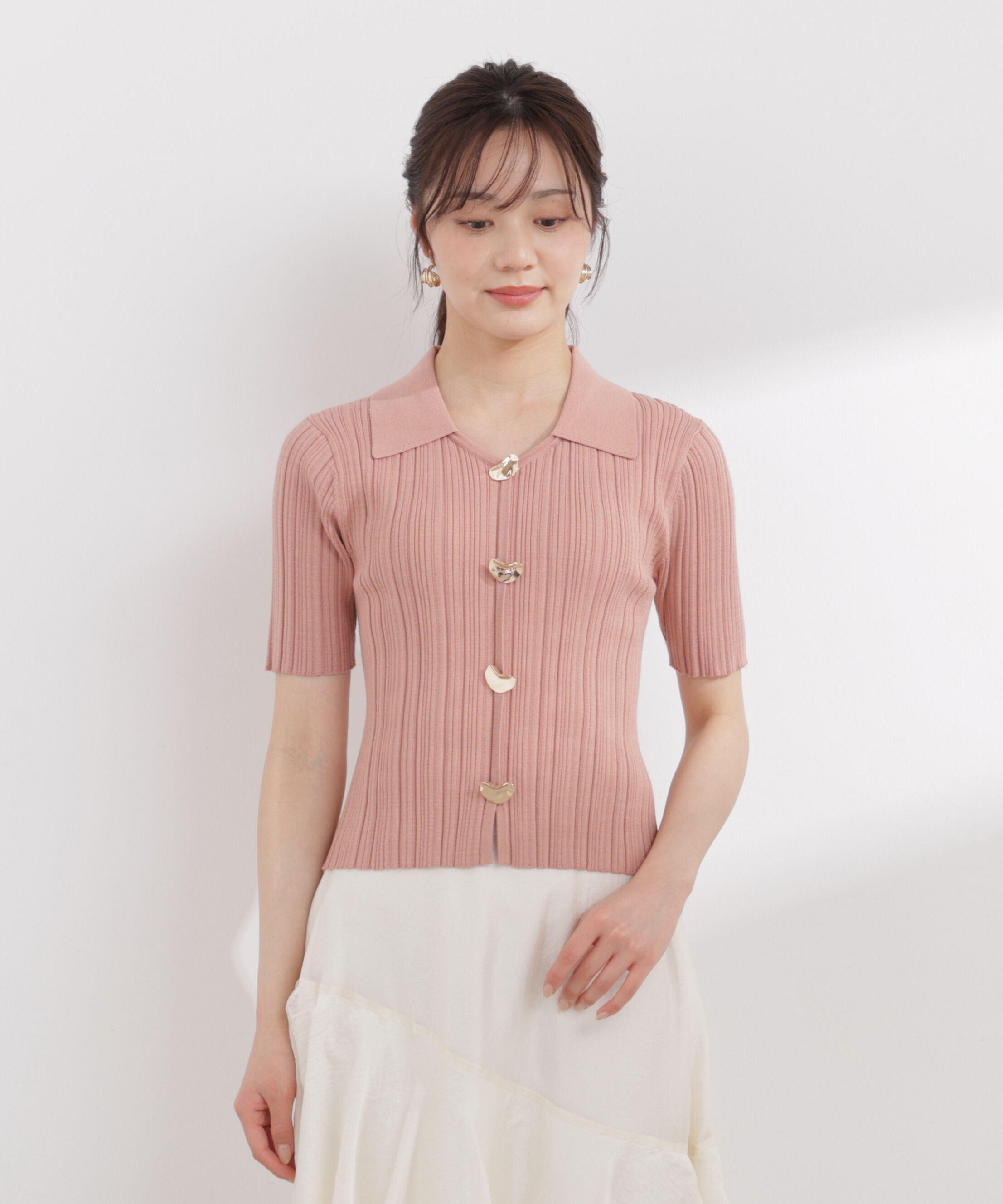 PROPORTION BODY DRESSING「衿付きランダムリブニット 26SS」|ニット・セーター|