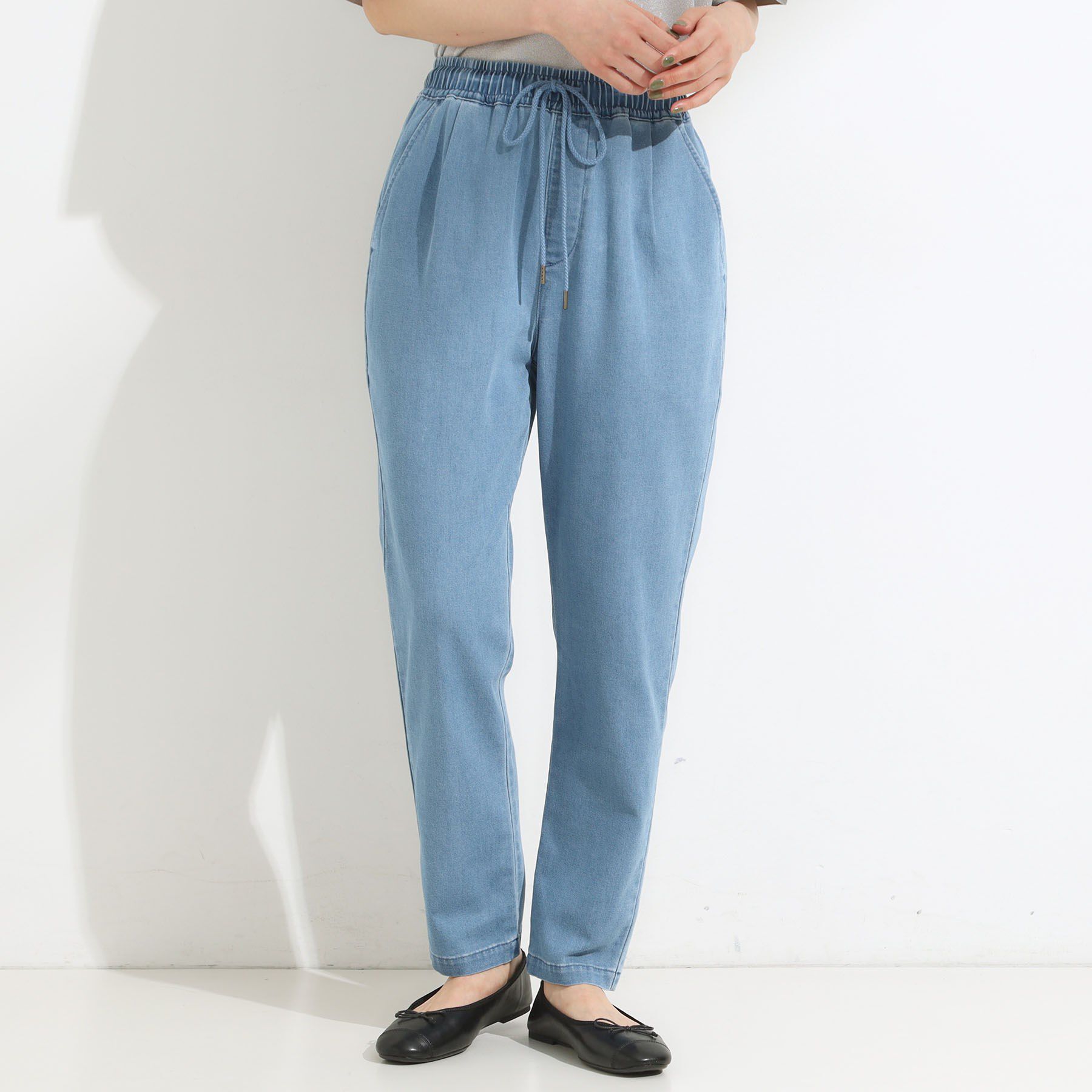 SHOO･LA･RUE「【高レビュー/SS-LL/美脚シルエット】自然に体型カバー イージーデニム テーパードパンツ」|デニム|