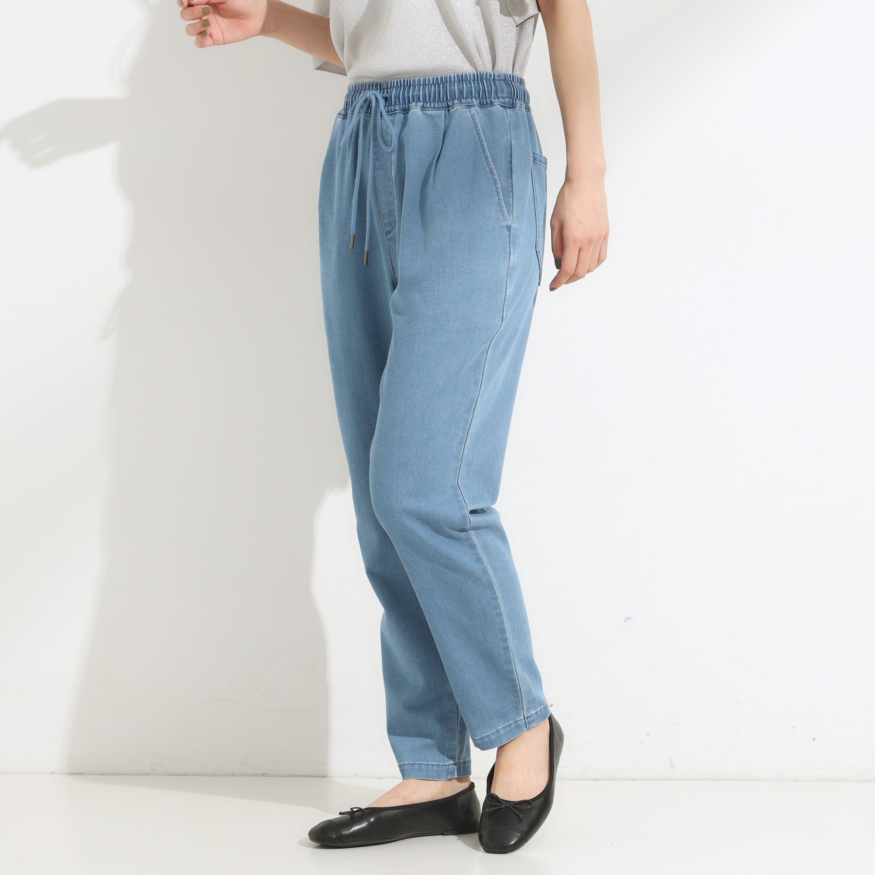 SHOO･LA･RUE「【高レビュー/SS-LL/美脚シルエット】自然に体型カバー イージーデニム テーパードパンツ」|デニム|
