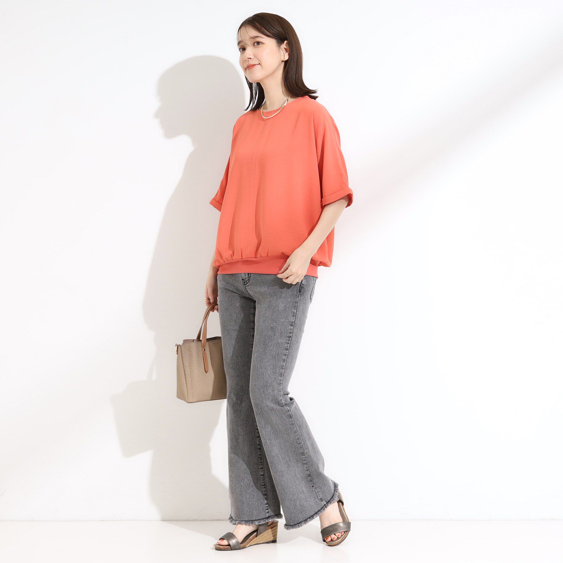 SHOO･LA･RUE「【洗濯後しわになりにくい】さらっとタッチの 5分袖ドルマンブラウス」|シャツ・ブラウス|