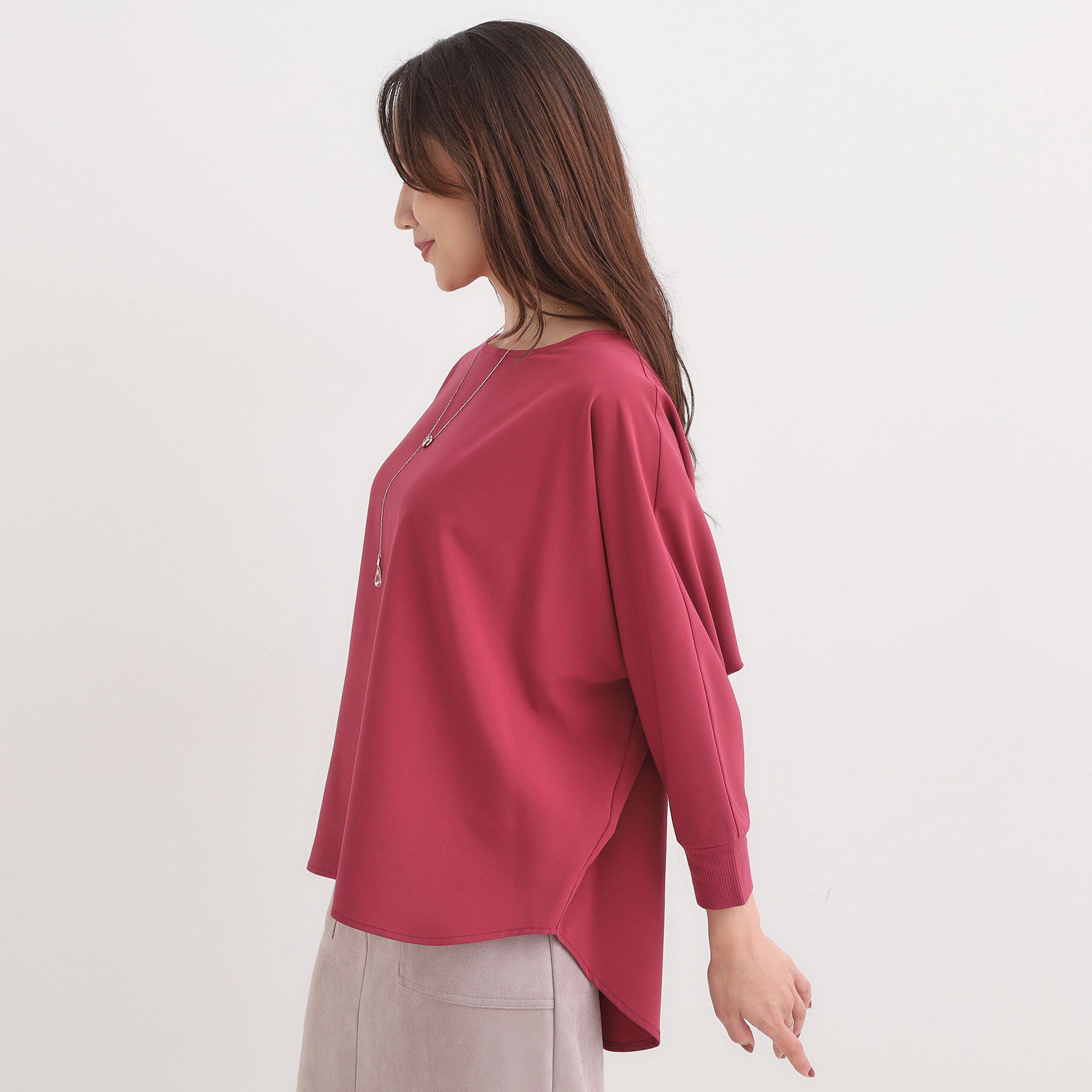 SHOO･LA･RUE「【高レビュー/洗濯後しわになりにくい】1枚でサマ見え 8分袖ドルマンブラウス」|シャツ・ブラウス|