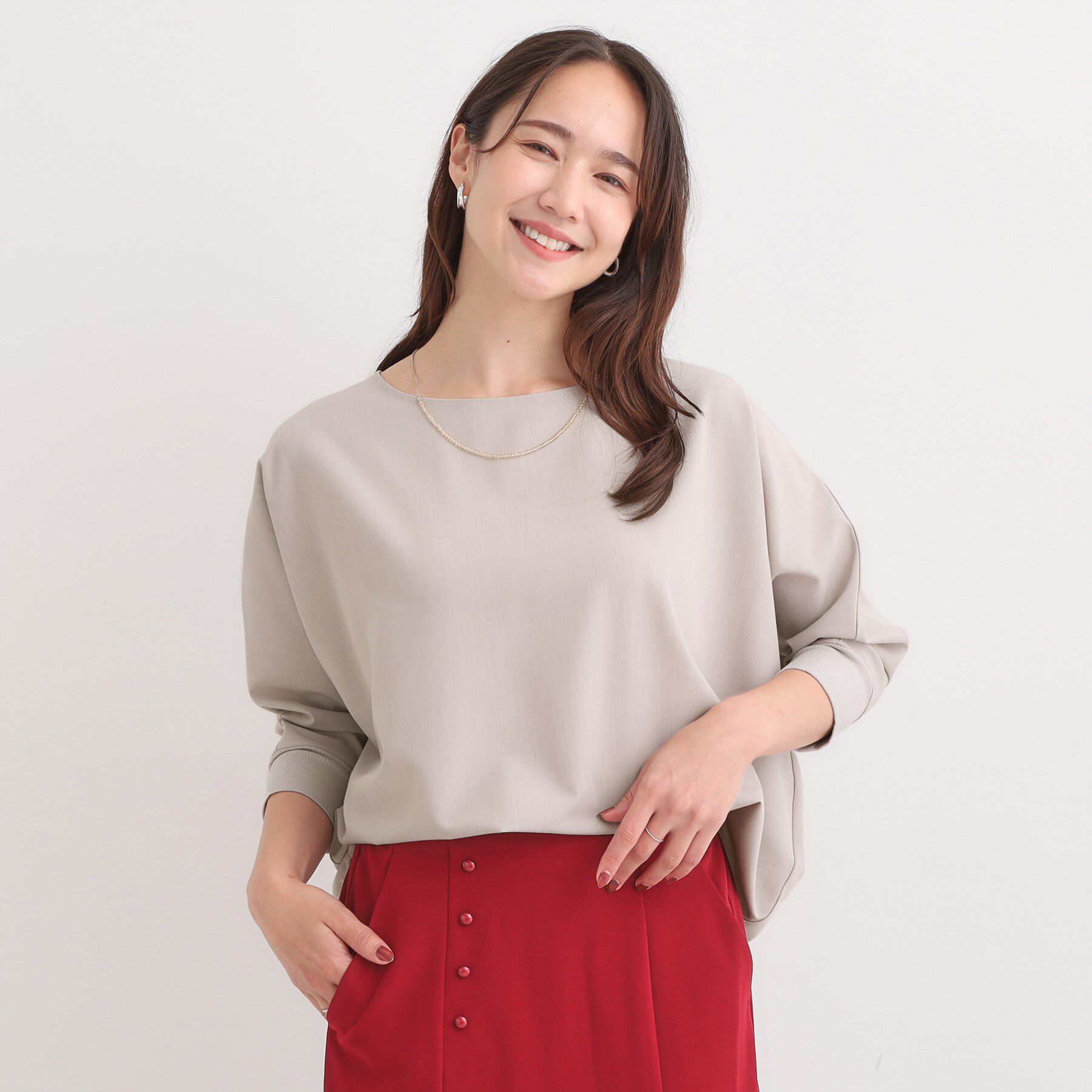 SHOO･LA･RUE「【高レビュー/洗濯後しわになりにくい】1枚でサマ見え 8分袖ドルマンブラウス」|シャツ・ブラウス|