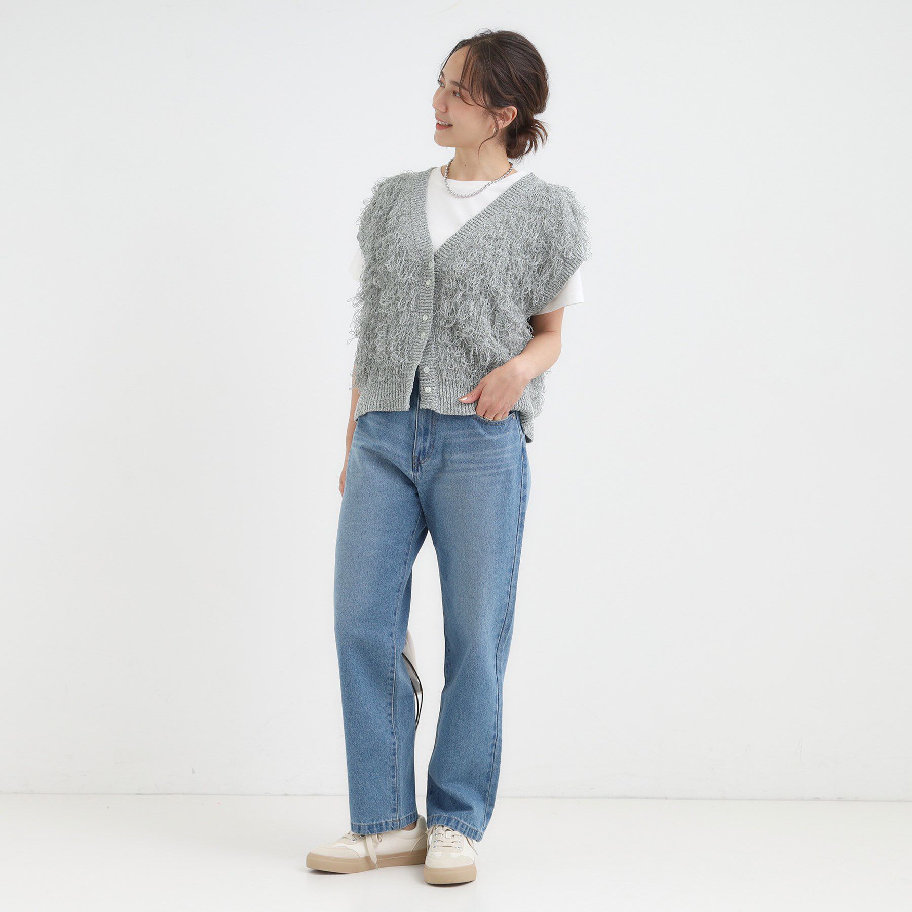 SHOO･LA･RUE「【S-LL】程よくゆったりな 柔らかデニムテーパードパンツ」|デニム|