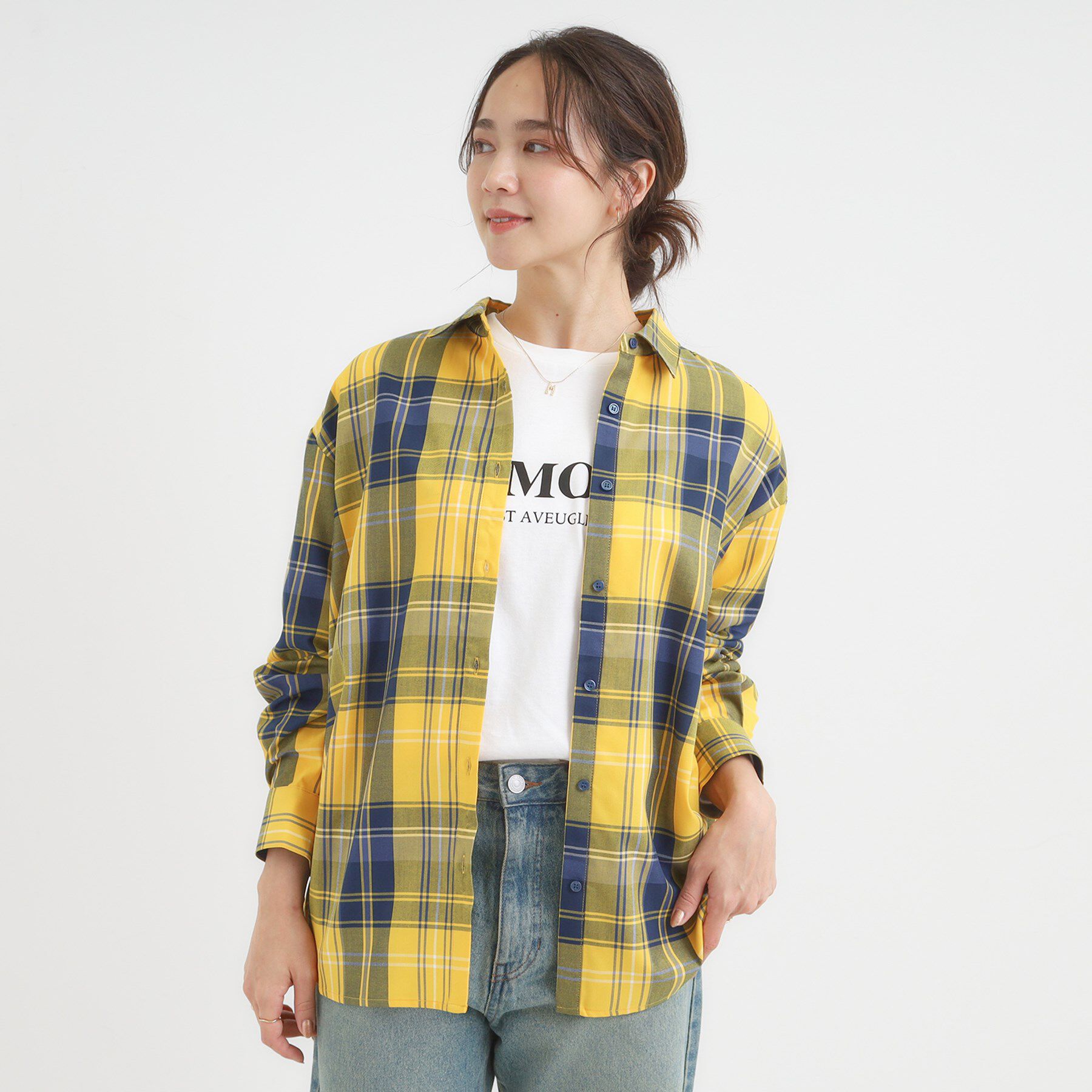 SHOO･LA･RUE「【洗濯機可/S-LL】程よい抜け感 大人のチェックシャツ」|シャツ・ブラウス|